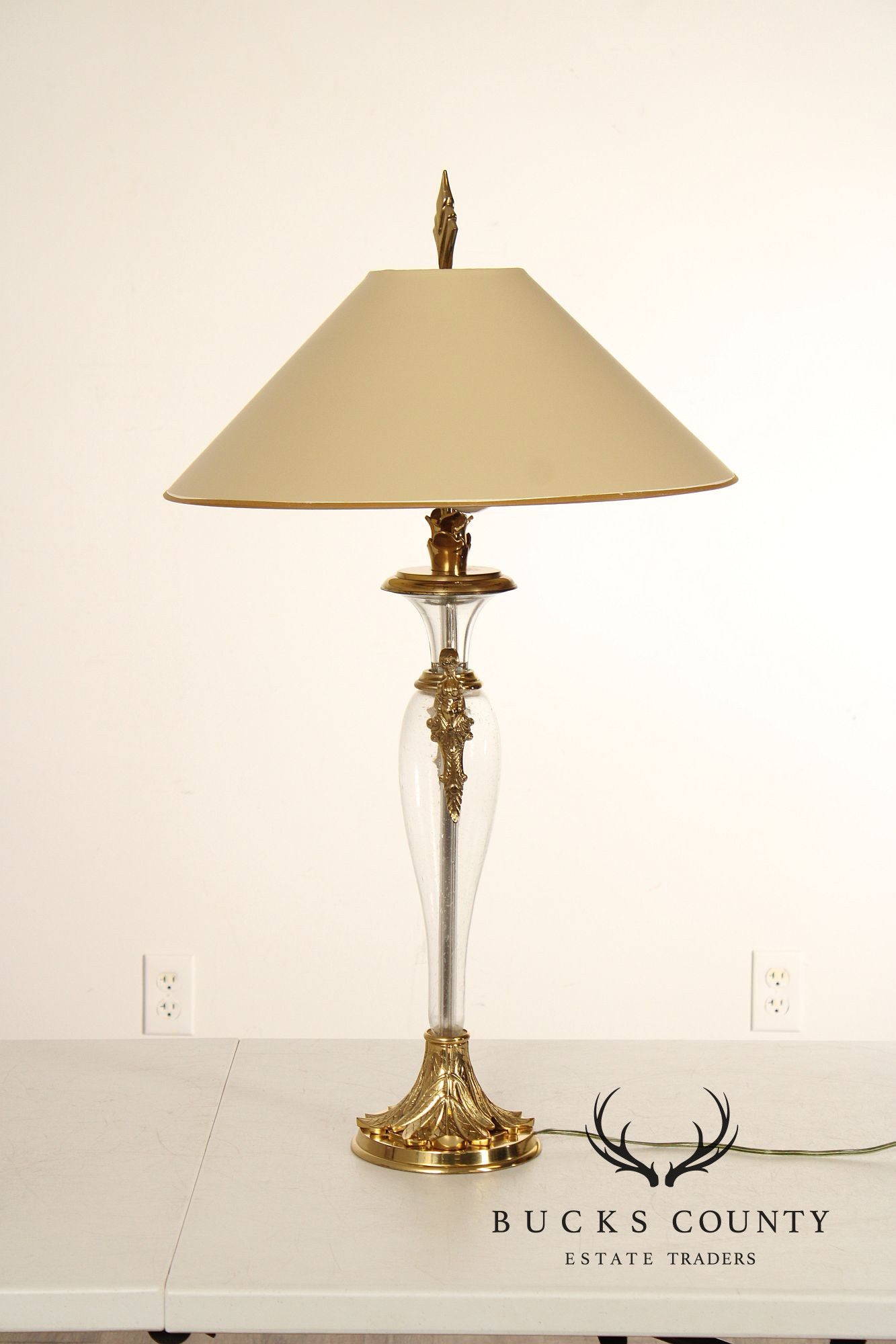 Chapman Pair of Brass and Glass Table Lamps
