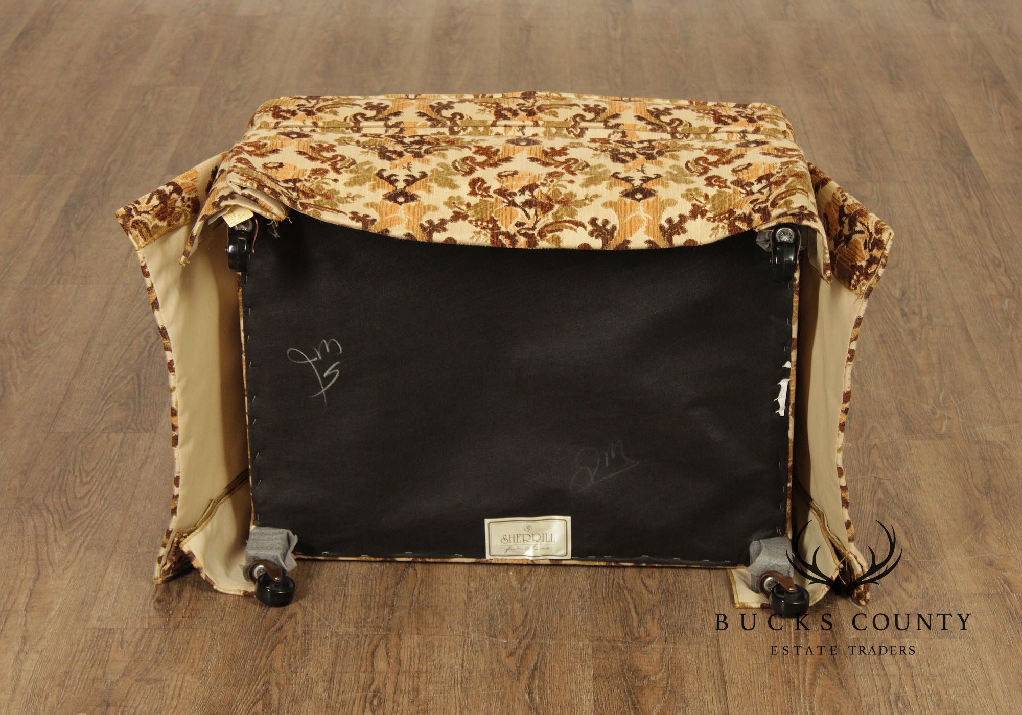 Sherrill Furniture Pair of Swivel Rocking Armchairs & Ottoman