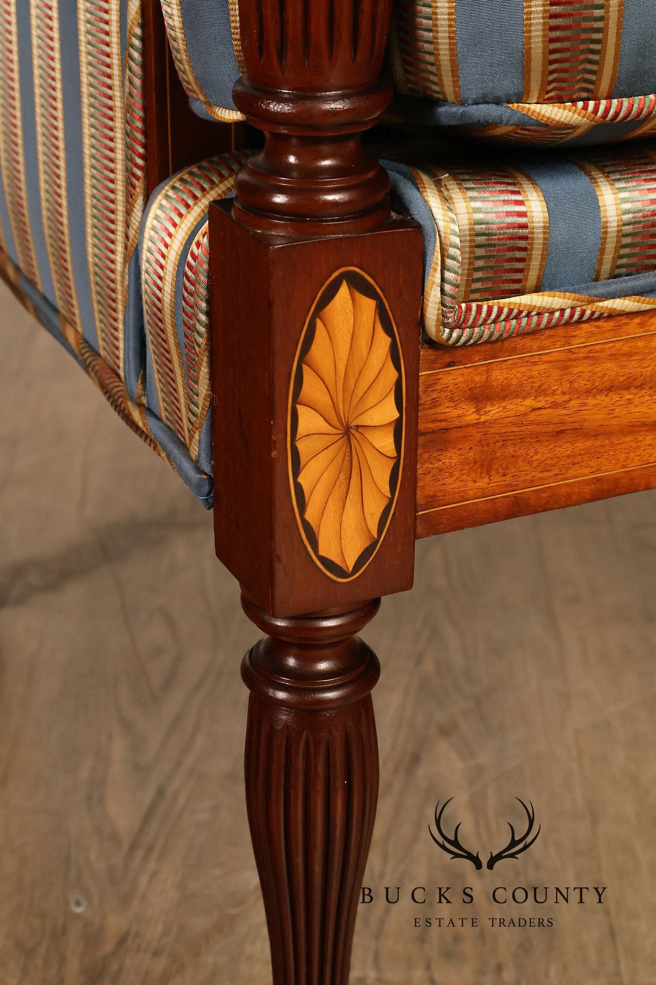 Sheraton Style Vintage Inlaid Mahogany Armchair