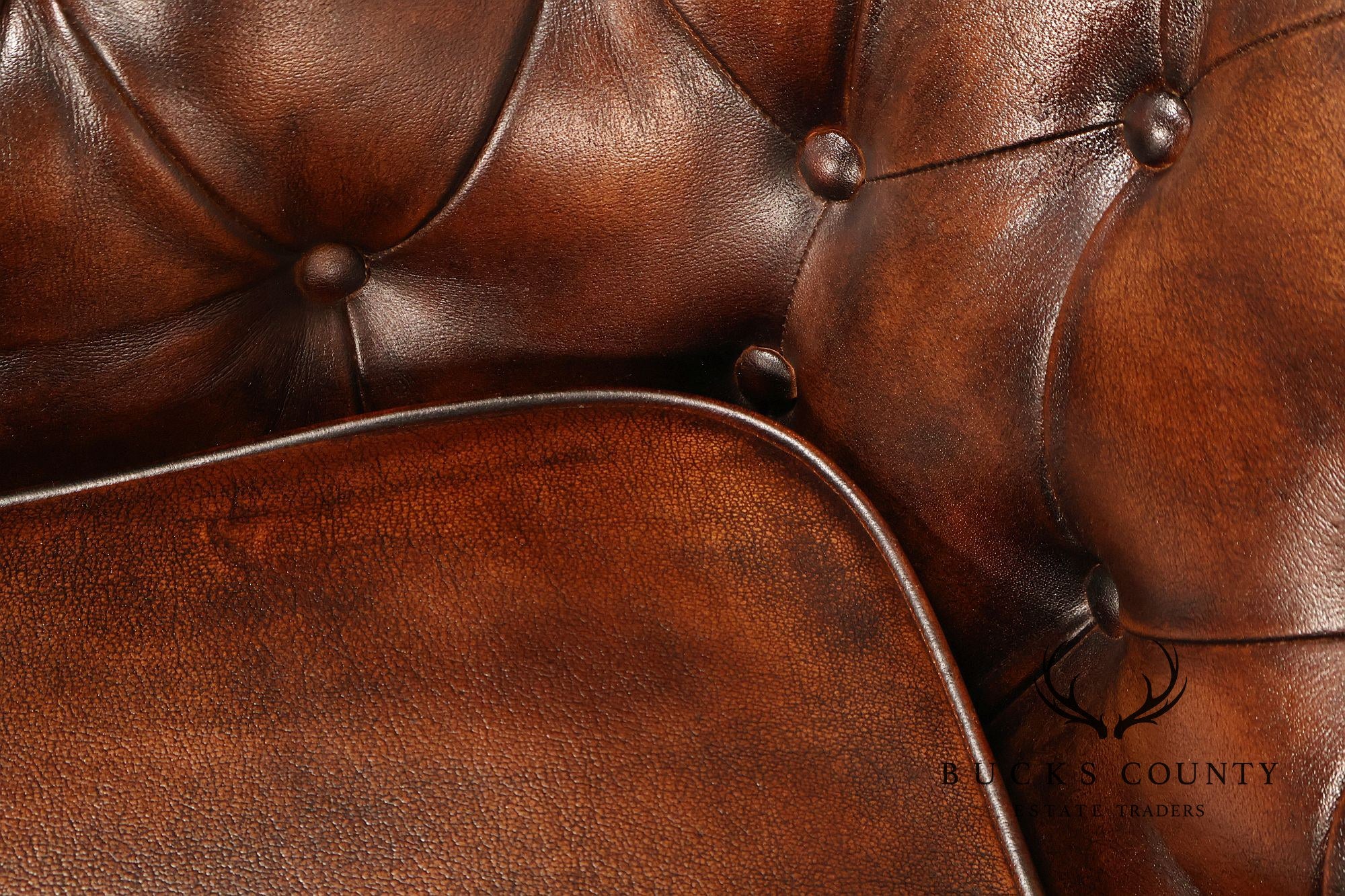 Chesterfield Style Brown Leather Sofa