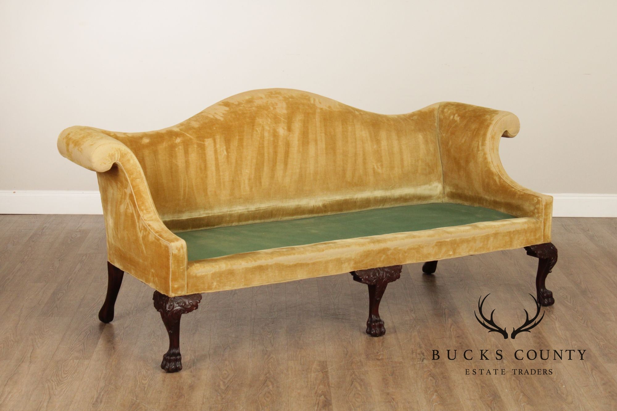 Georgian Style Custom Mahogany Camelback Sofa