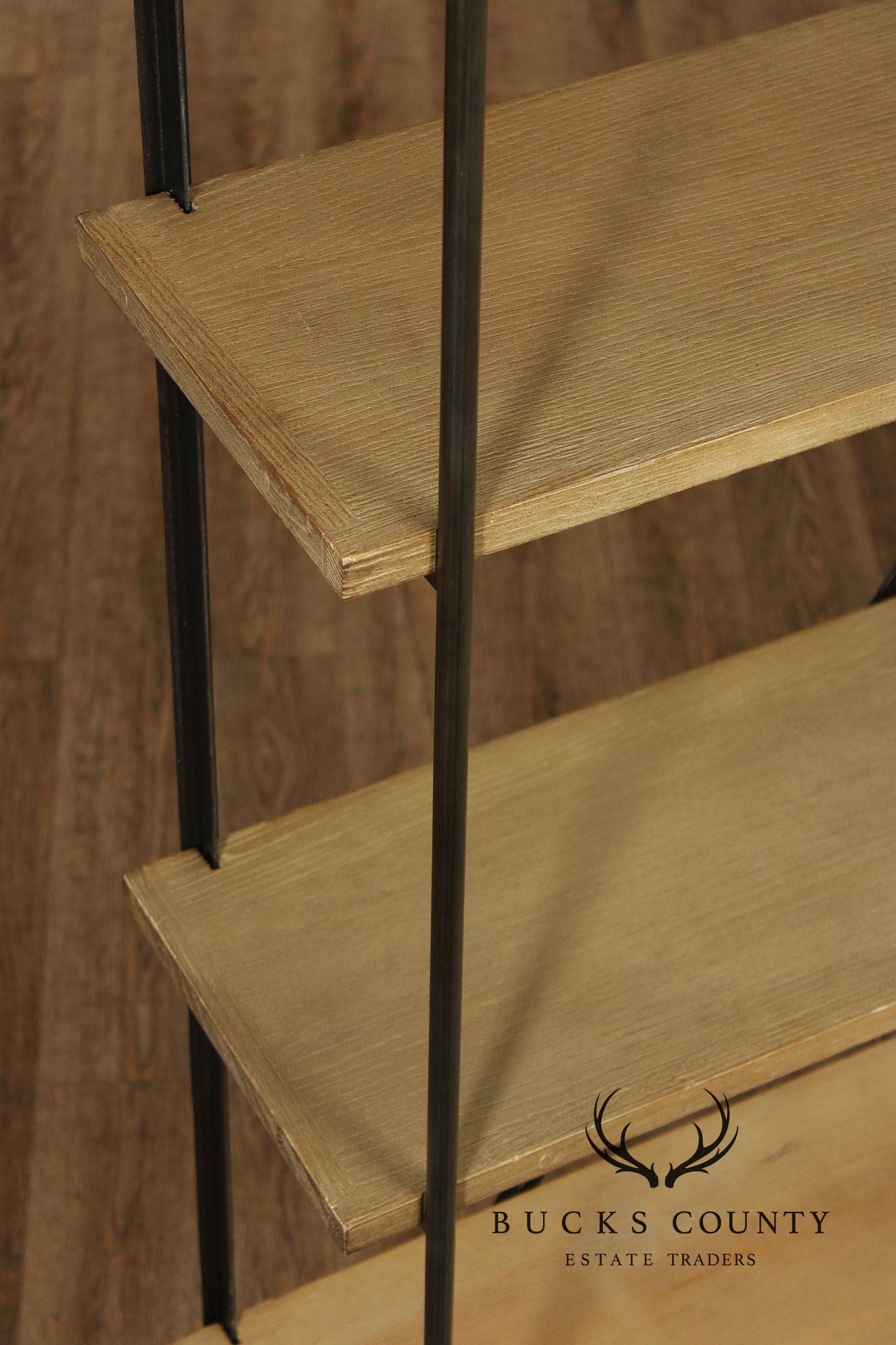 Transitional Industrial Style Iron And Wood Etagere Bookcase