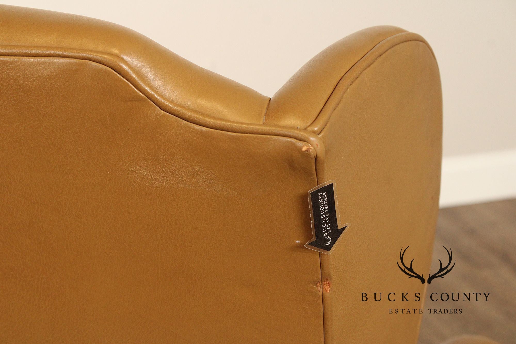 Dapha Chippendale Style Leather Wingback Chair and Ottoman