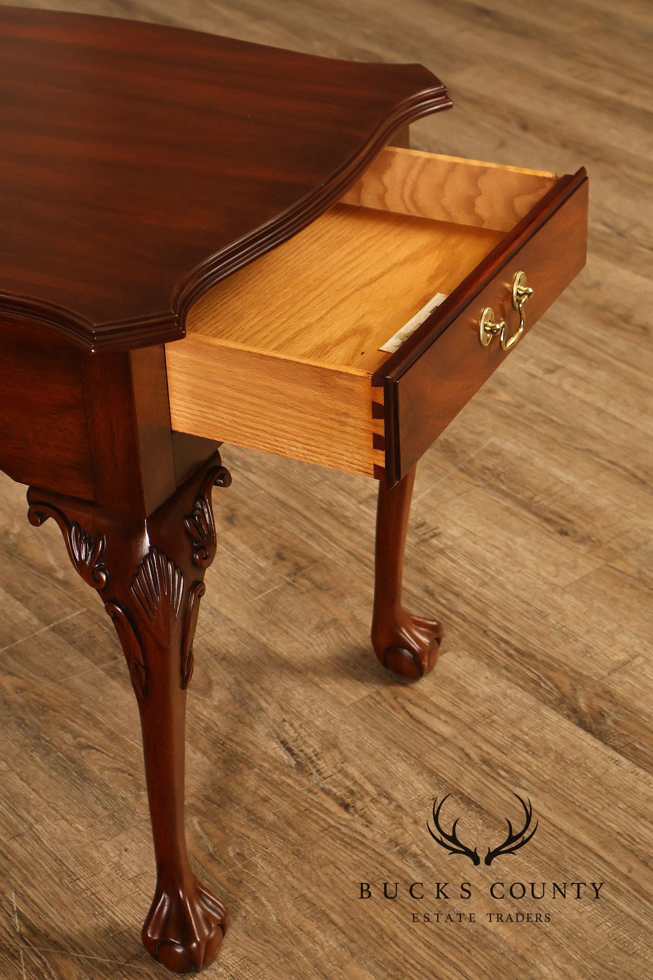 Henkel Harris Chippendale Style Mahogany One Drawer Lamp End Table