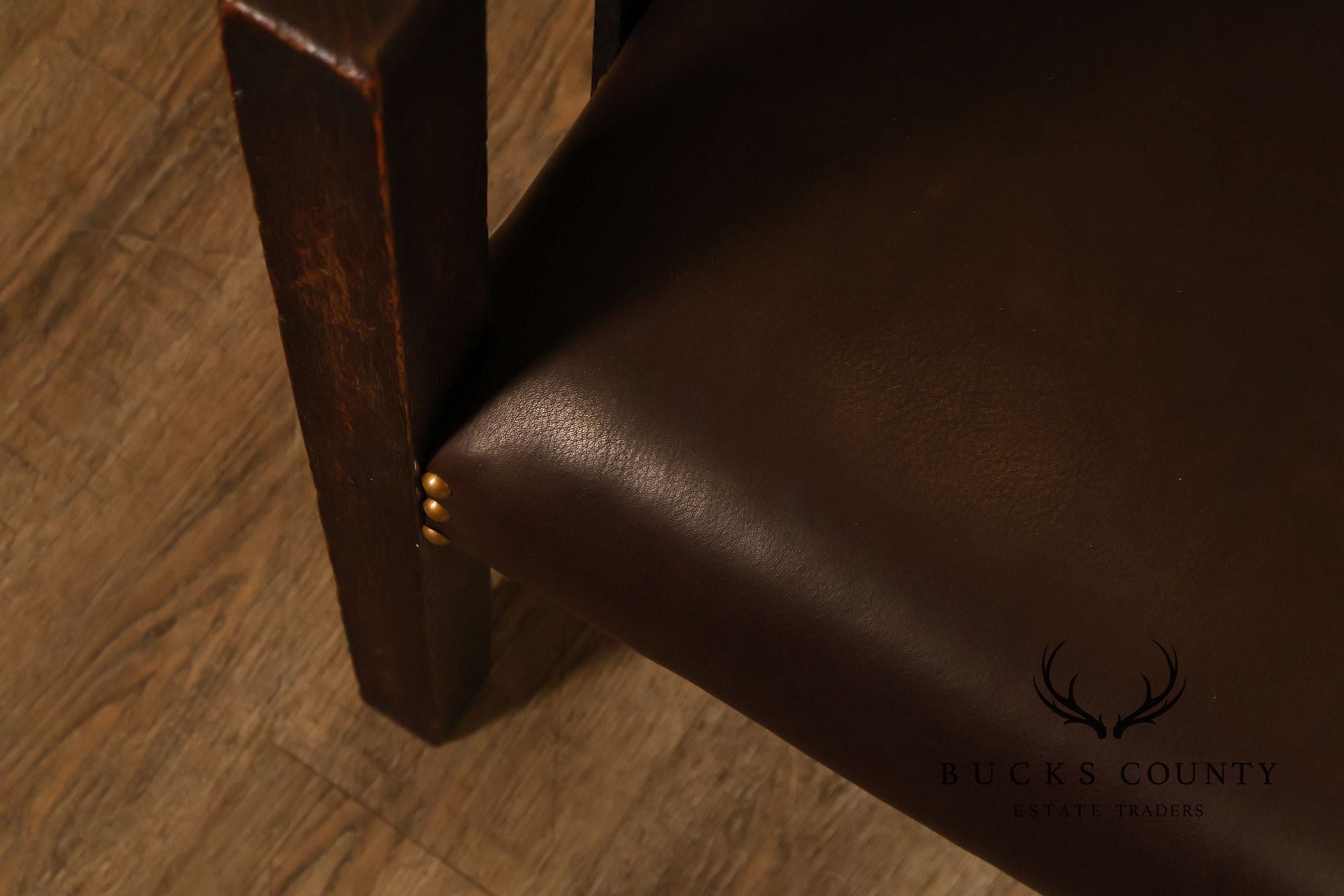 Antique Grand Rapids Arts And Crafts Oak And Leather Window Seat