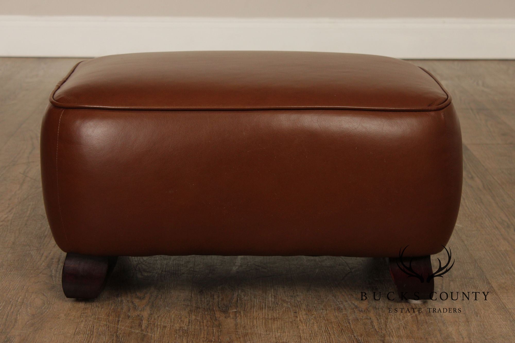 Precedent Traditional Pair of Leather Ottomans