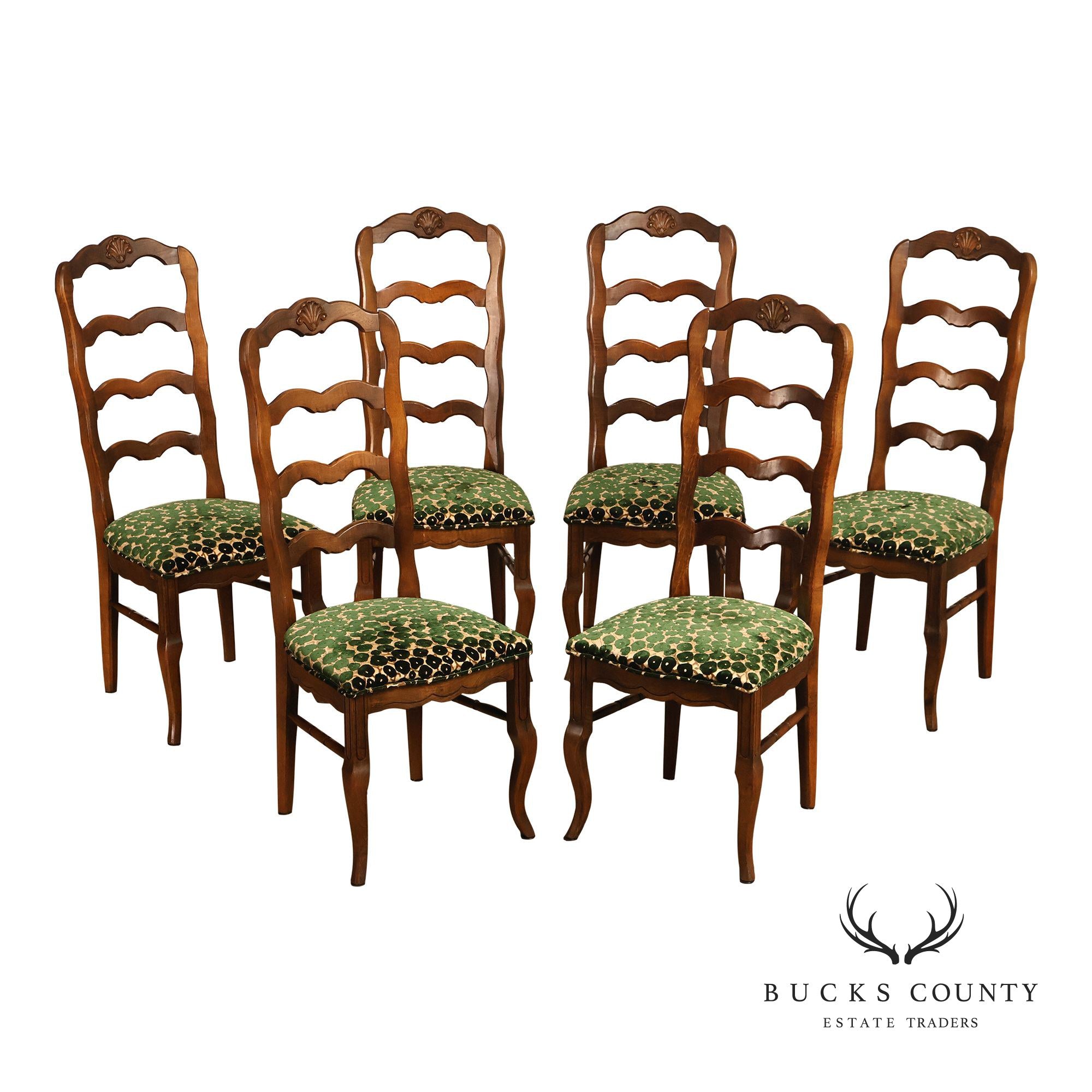 Hill Mfg. Corp. French Country Style Set of Six Ladderback Dining Chairs