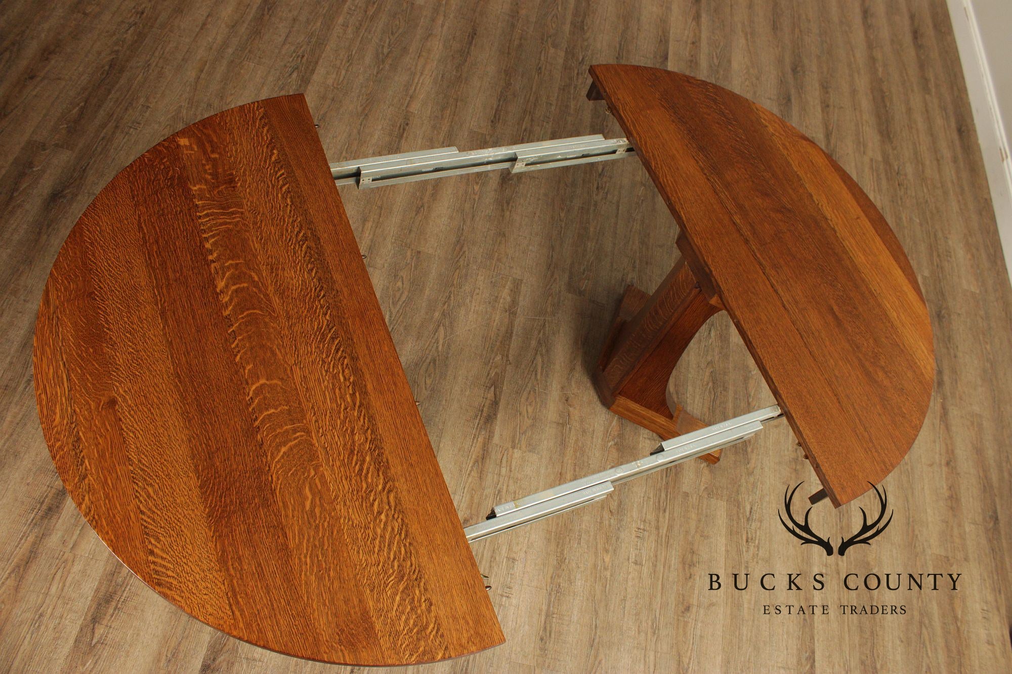 Stickley Mission Collection Round Oak Expandable Dining Table