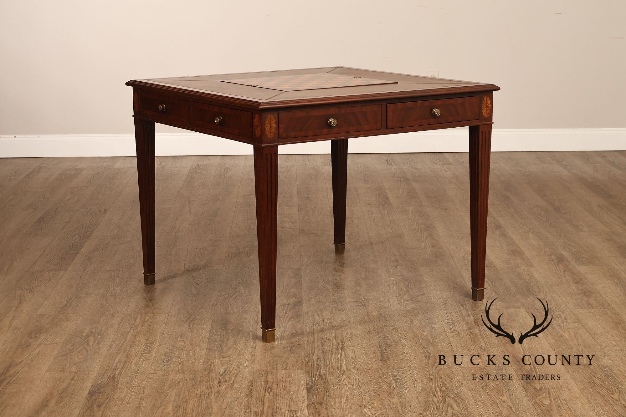 Scarborough House Federal Style Inlaid Mahogany Square Game Table