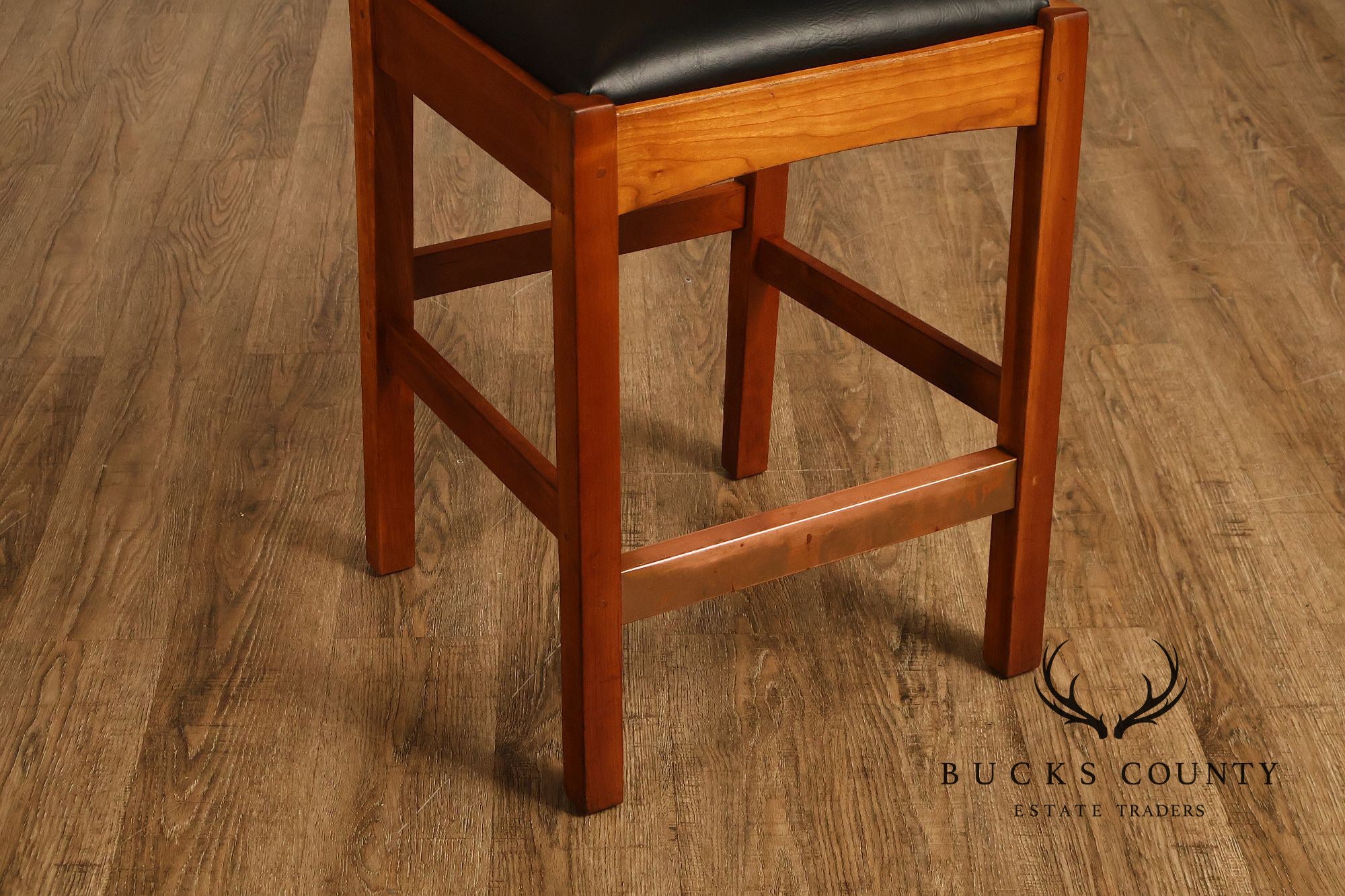 Stickley Mission Collection Cherry Upholstered Counter Height Pair of Stools