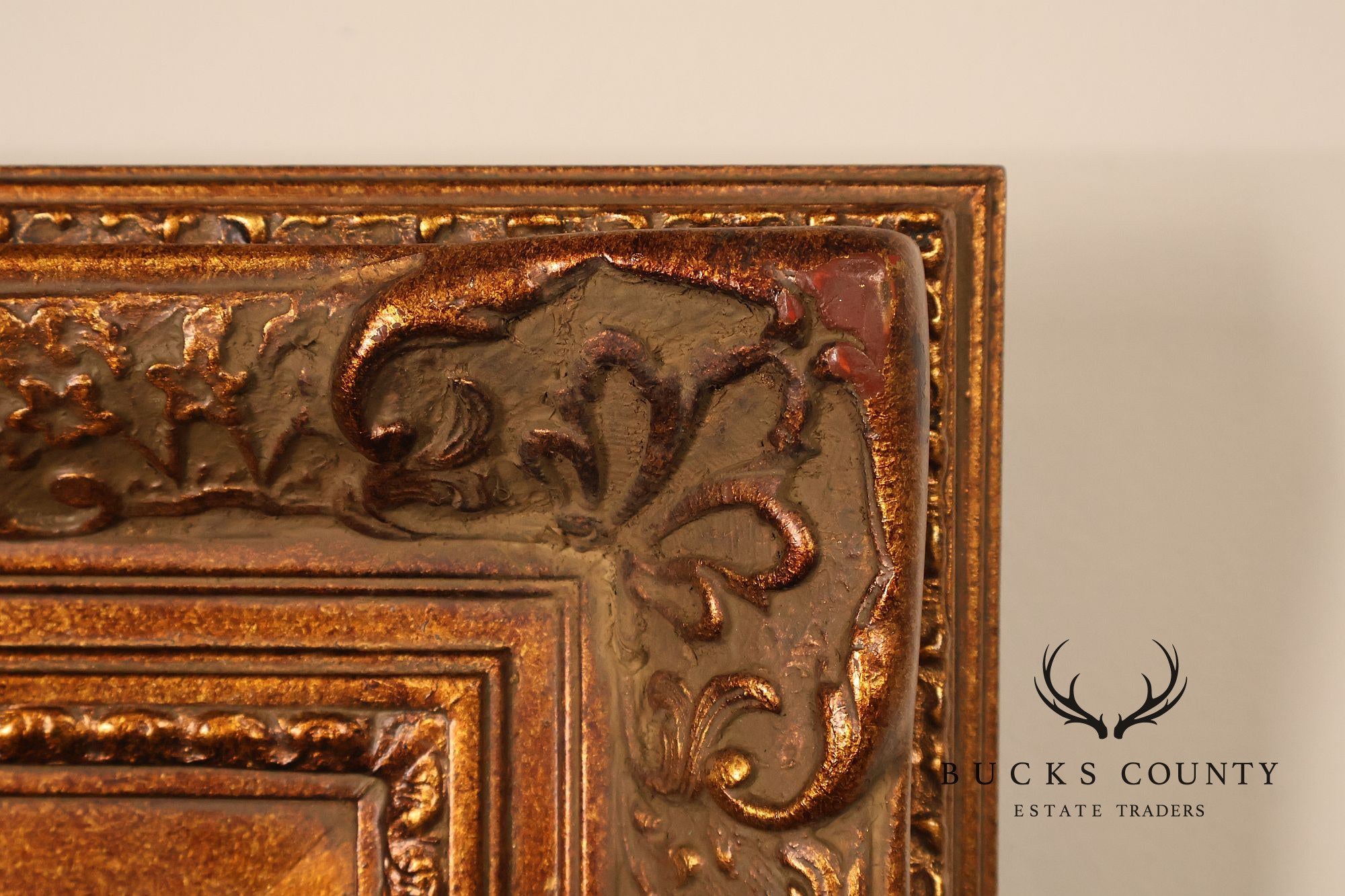 Oil Painting Botanical Still Life in Carved Wood Gold Leaf Frame Signed Heather