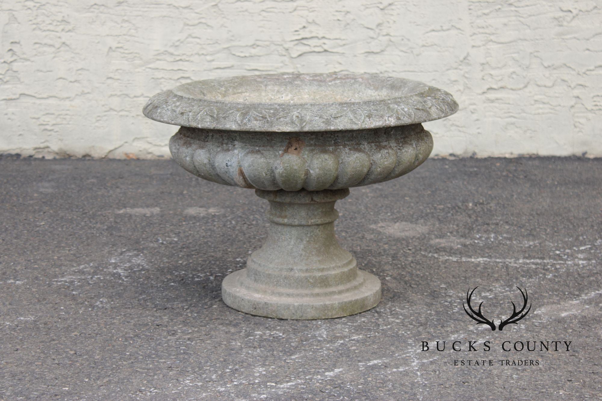 Cast Stone Vintage Pair Garden Urn Planters
