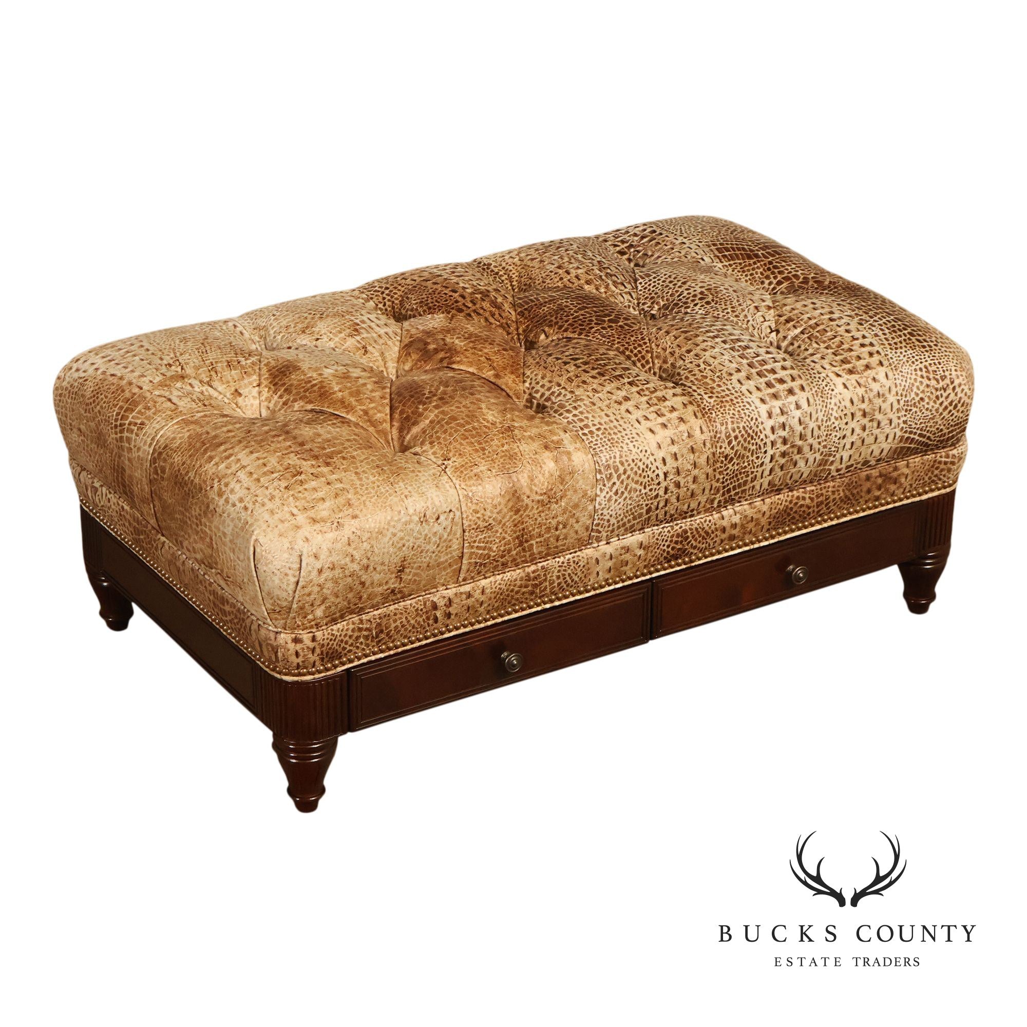 Hancock & Moore Tufted Leather "Robinson" Storage Ottoman