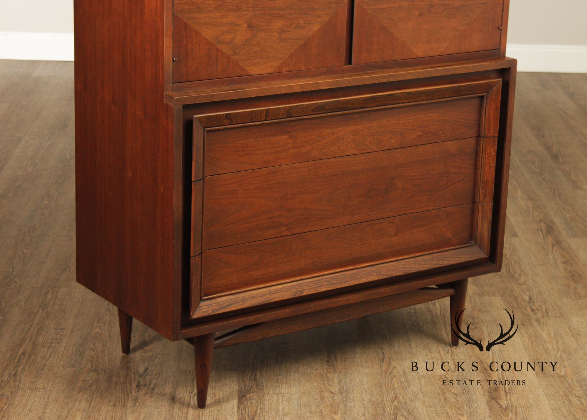 Basic Witz Mid Century Modern Walnut Tall Chest