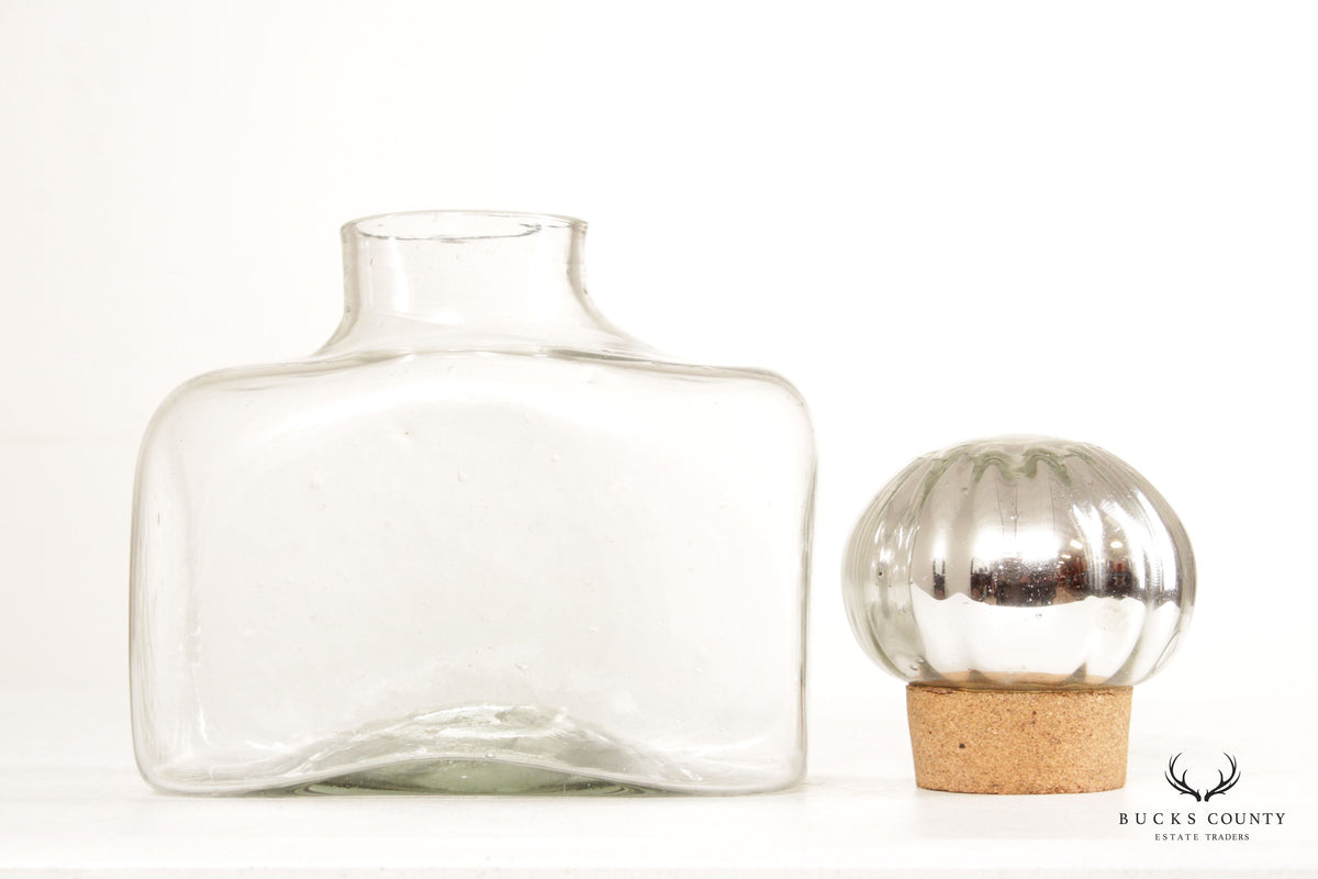 Mexican Vintage Blown Glass Stoppered Bottle or Decanter