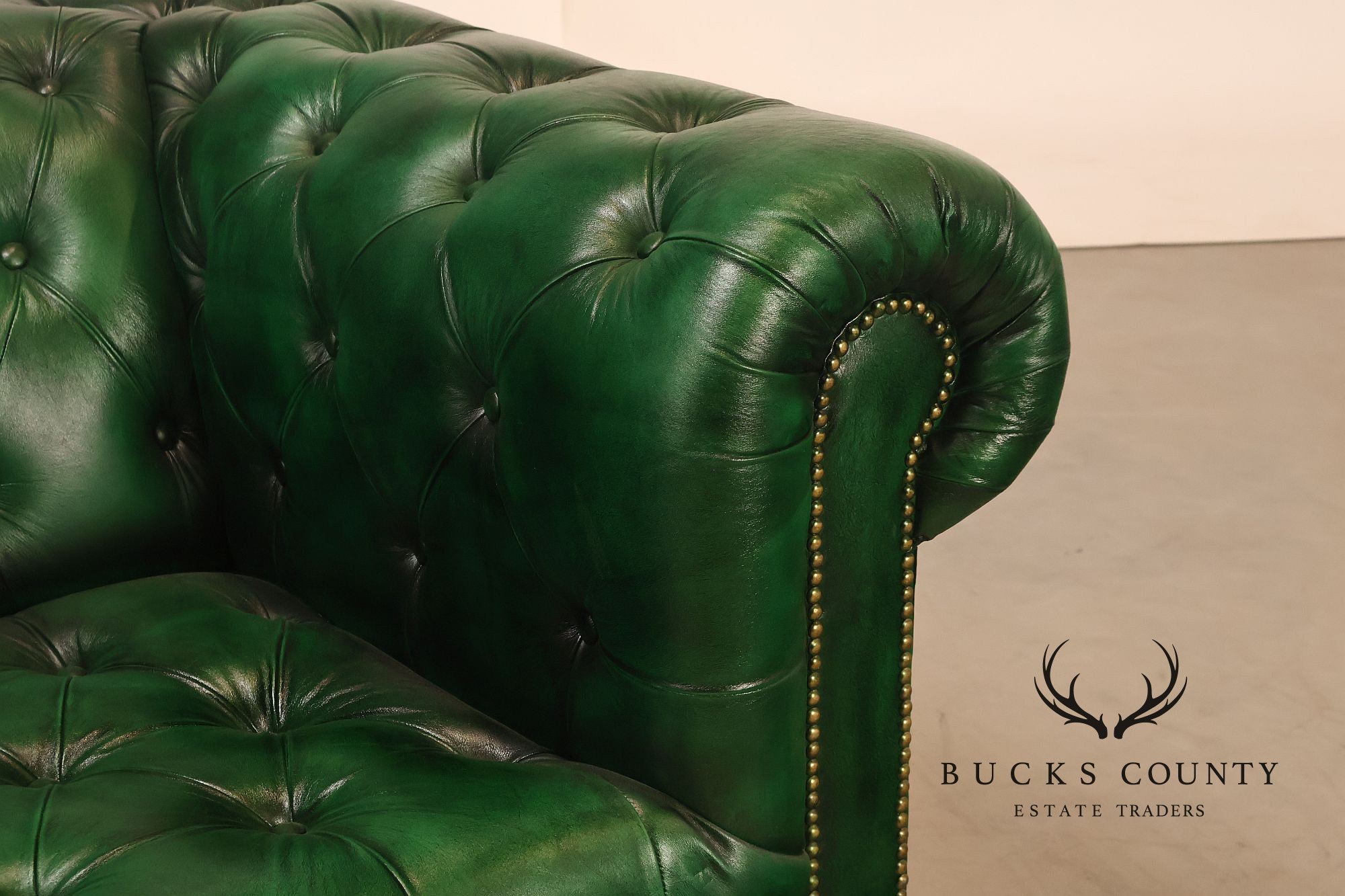 Chesterfield Style Polo Green Tufted Leather Club Chair