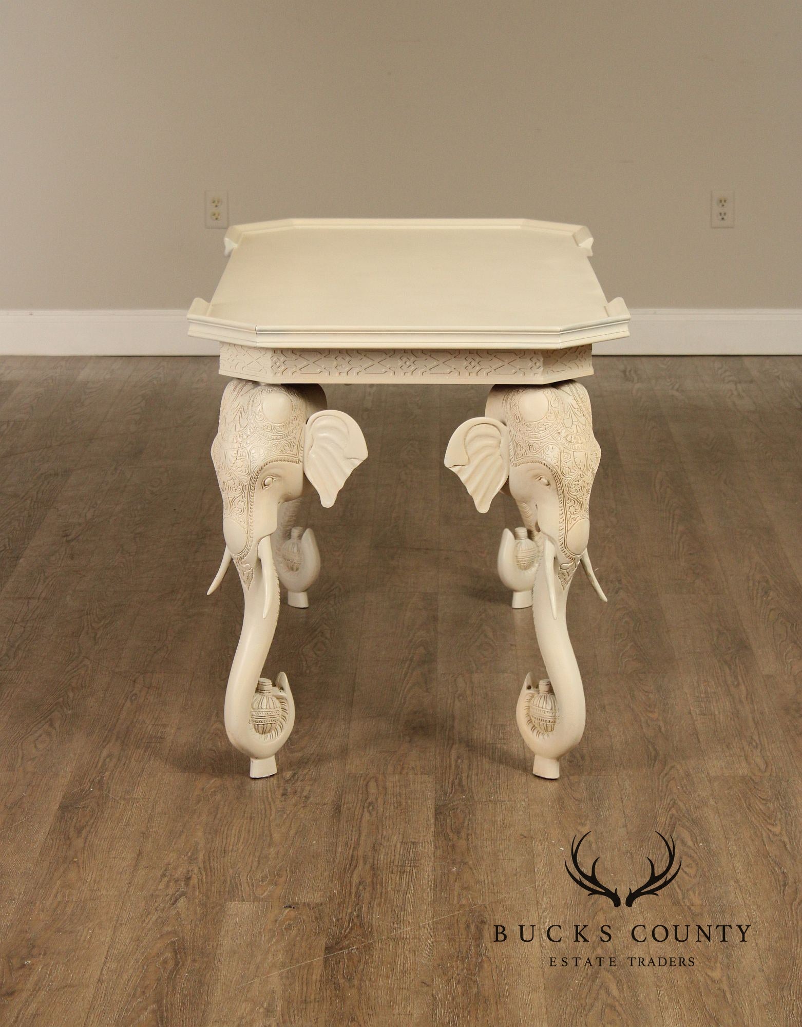 Hollywood Regency Painted Elephant Head Writing Desk