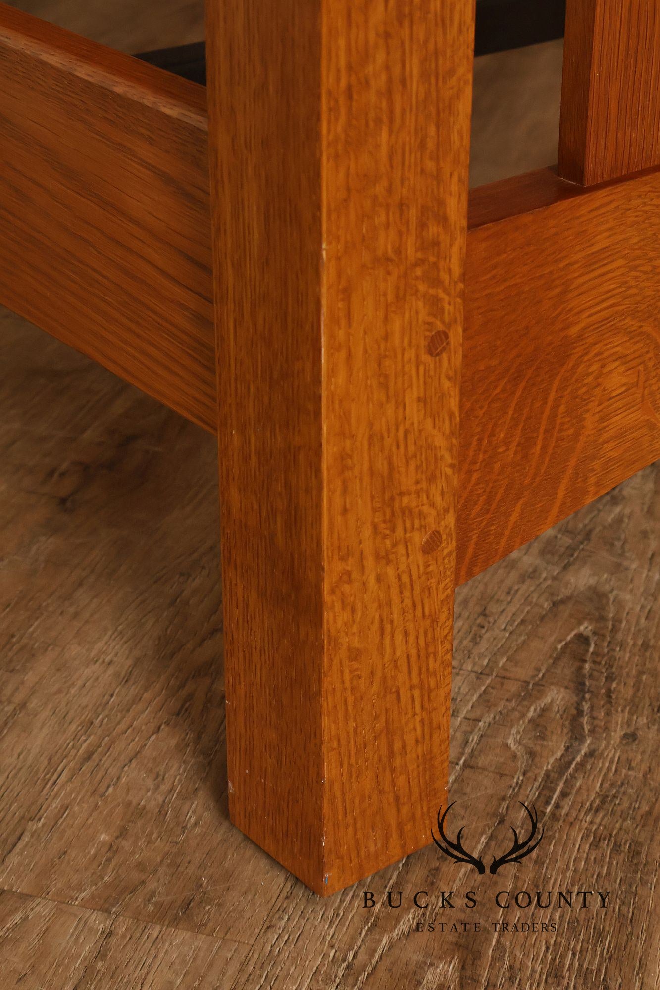 Stickley Mission Collection Harvey Ellis Inlaid Oak Queen Bed