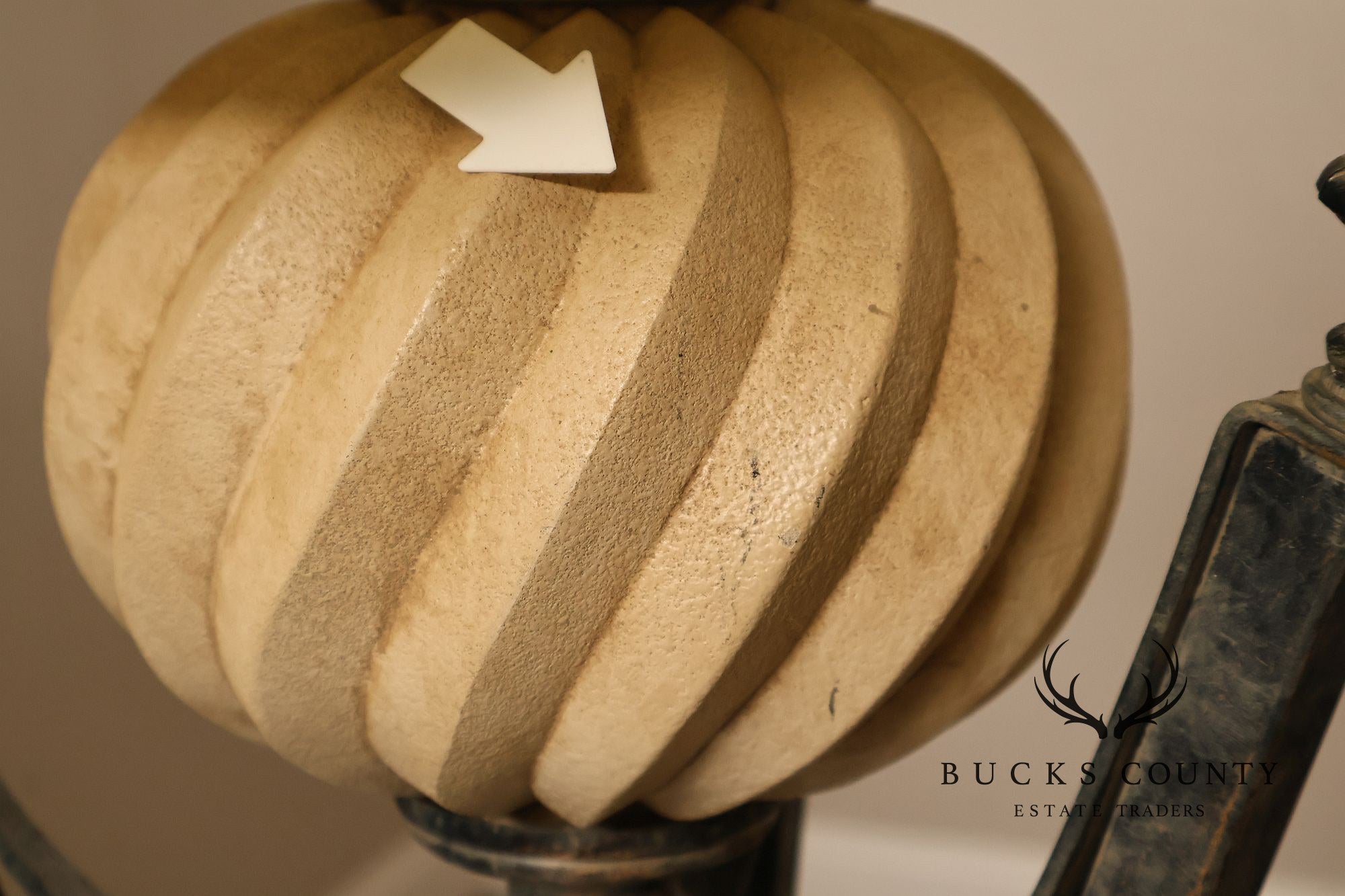 Neoclassical Style Pair Of Table Lamps With Carved Orb And Metal Base