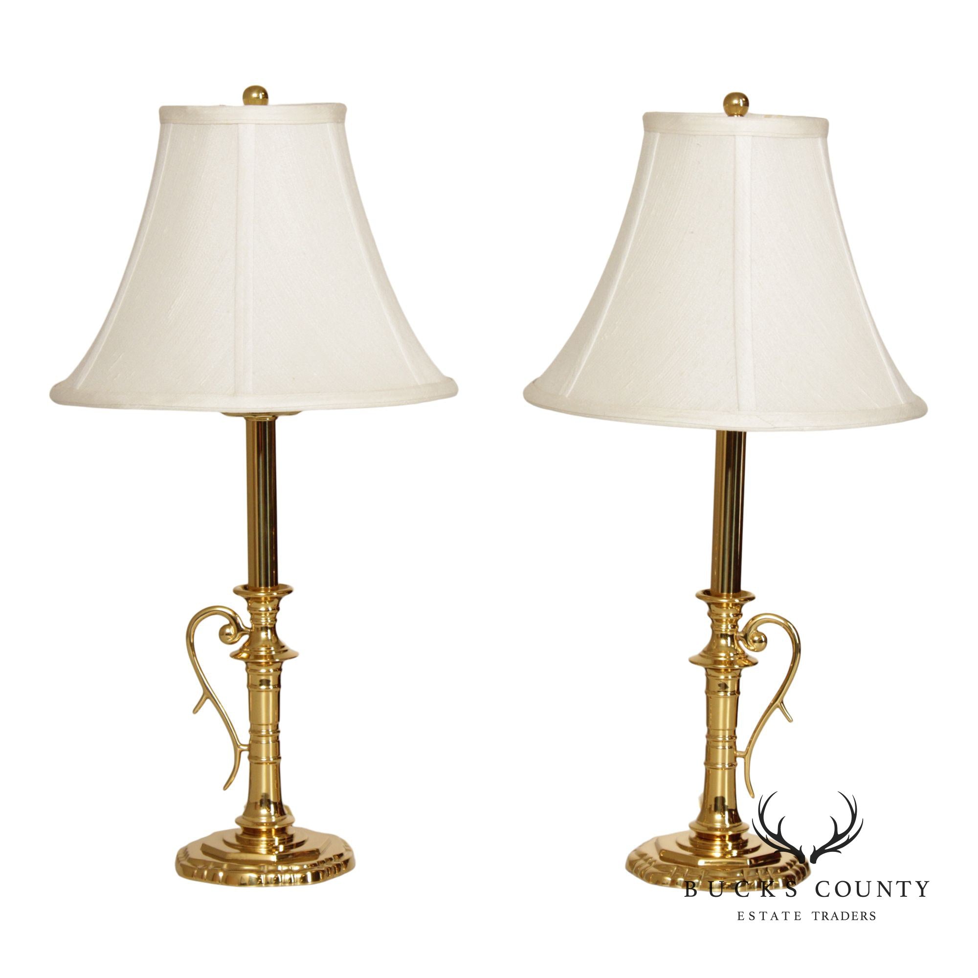 Vintage Pair of Brass Table Lamps