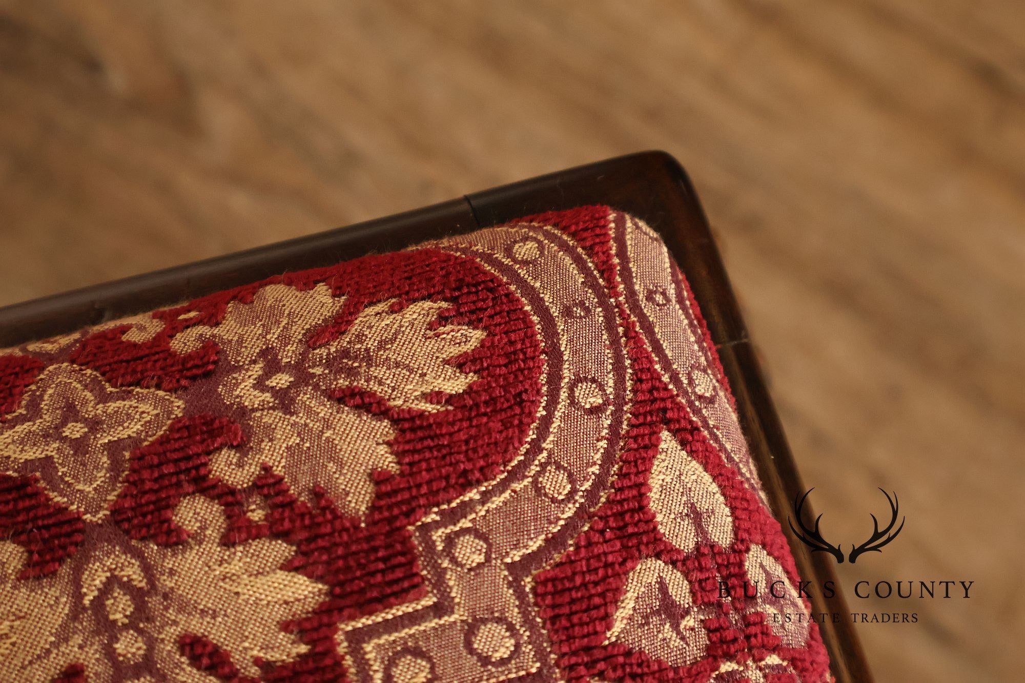 Smith & Watson Georgian Style Carved Mahogany Upholstered Stool
