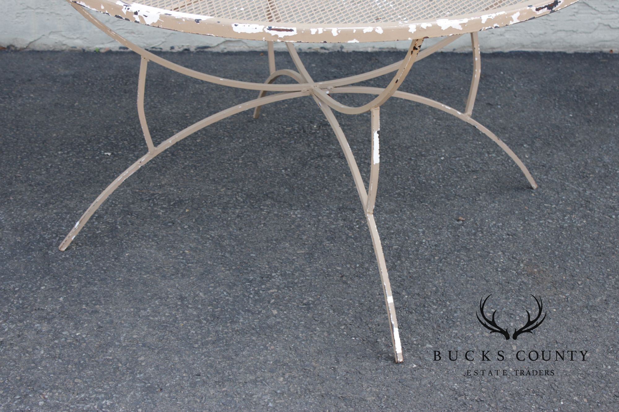 Mid Century Modern Round Wrought Iron Patio Dining Table