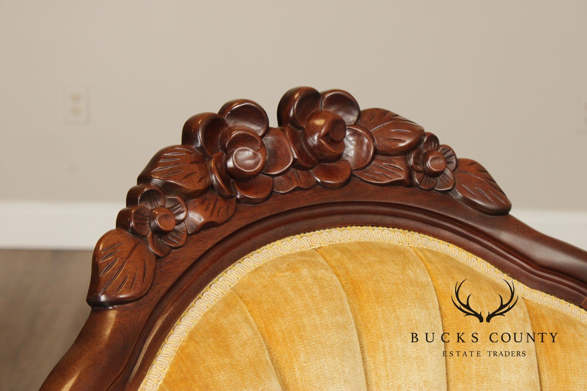 Kimball Furniture Victorian Style Pair of Carved Mahogany Parlor Chairs