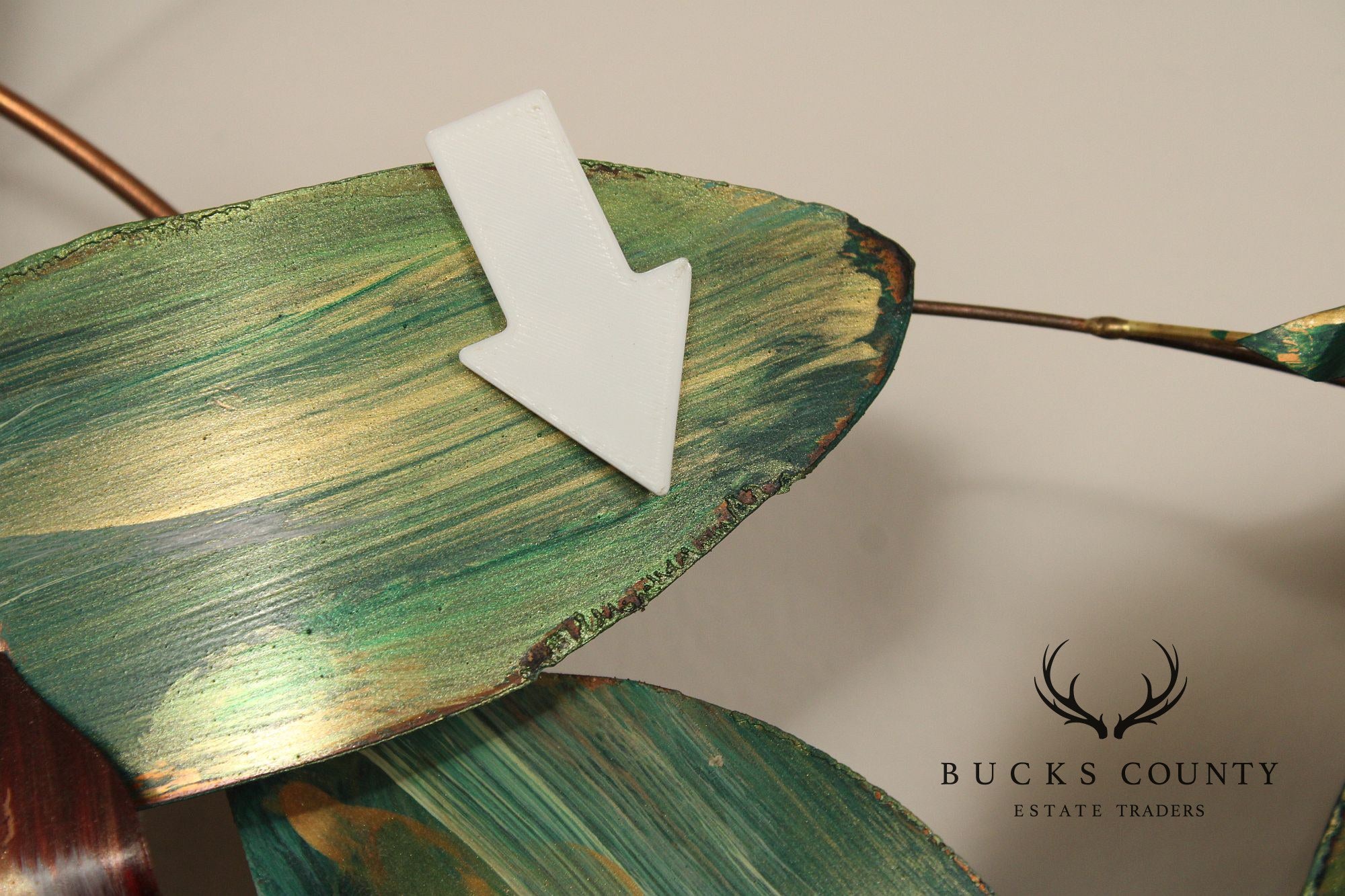 Vintage Enameled Metal Clematis Wall Sculpture