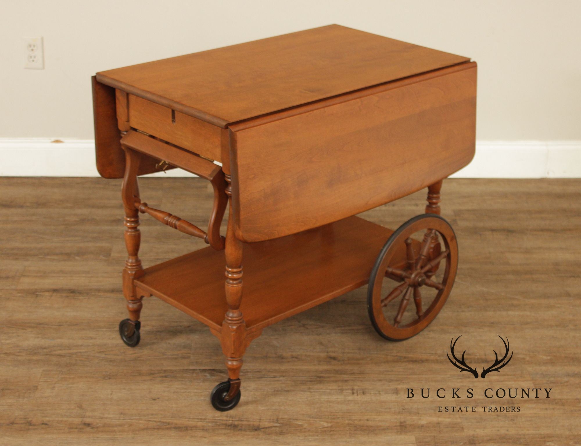 Ethan Allen Early American Maple Drop-Leaf Tea Cart