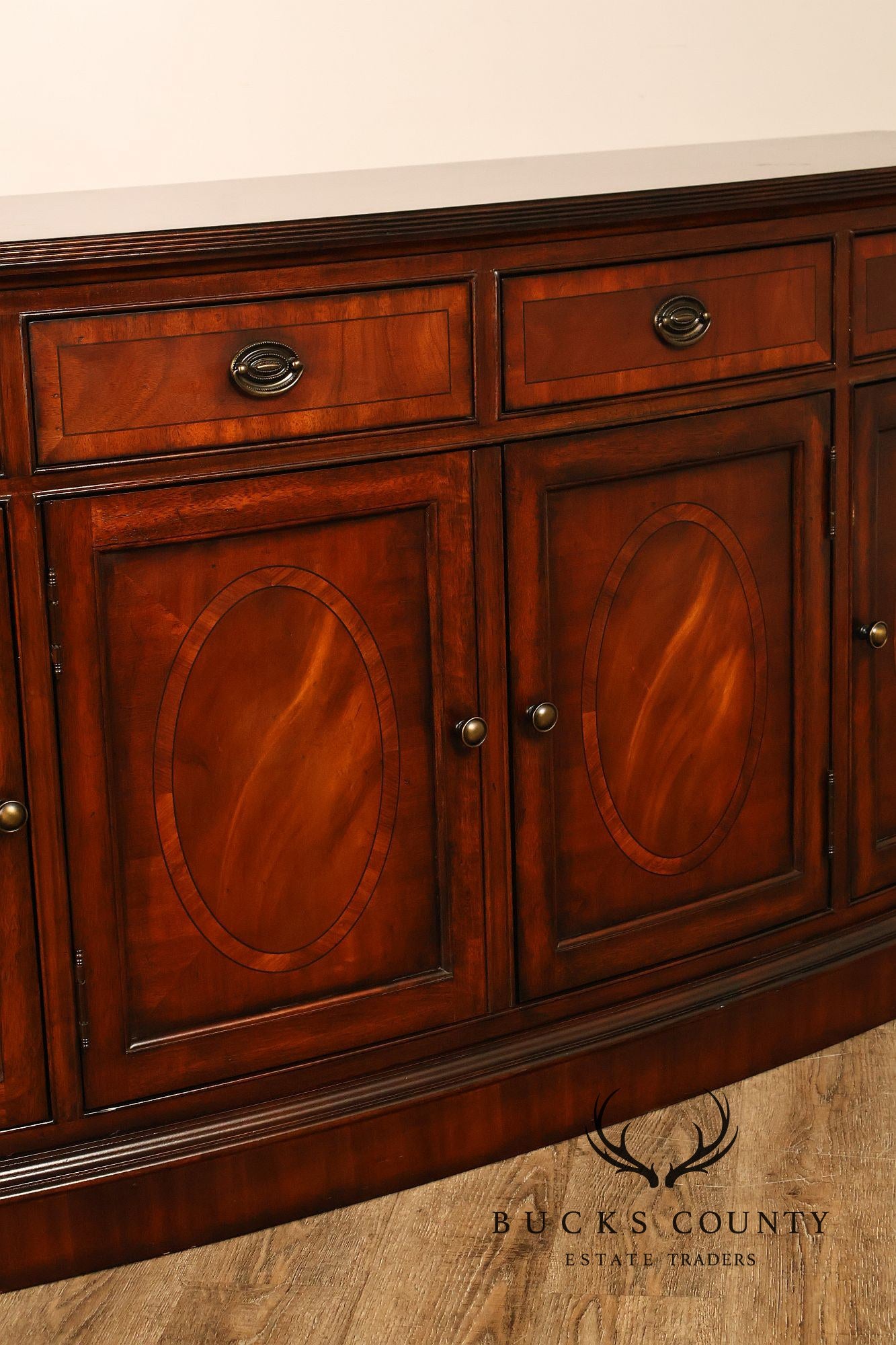 Drexel Heritage British Accents Curved Mahogany Dining Buffet Sideboard