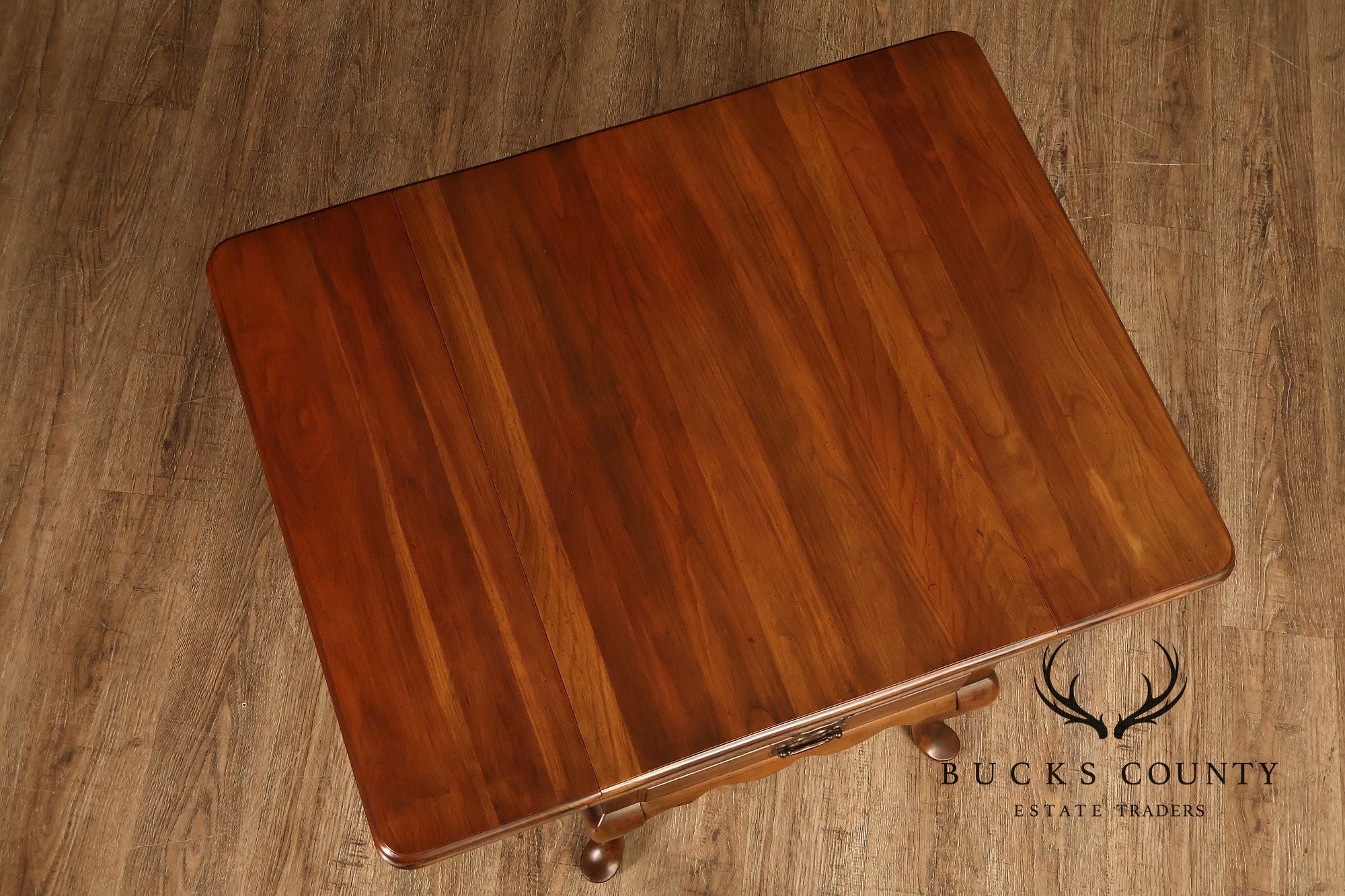 Pennsylvania House Vintage Pair Of Queen Anne Style Cherry Drop Leaf Two-Drawer End Tables