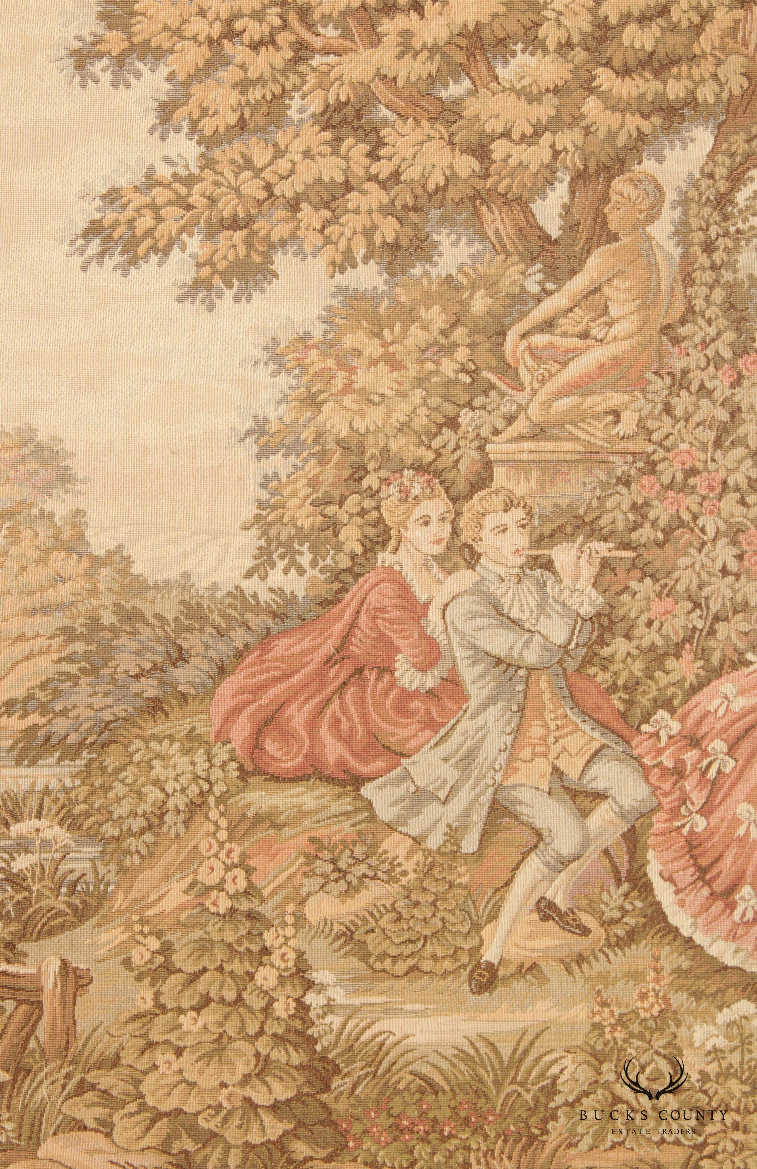 Vintage French Rococo Style Custom Framed Needlepoint Tapestry