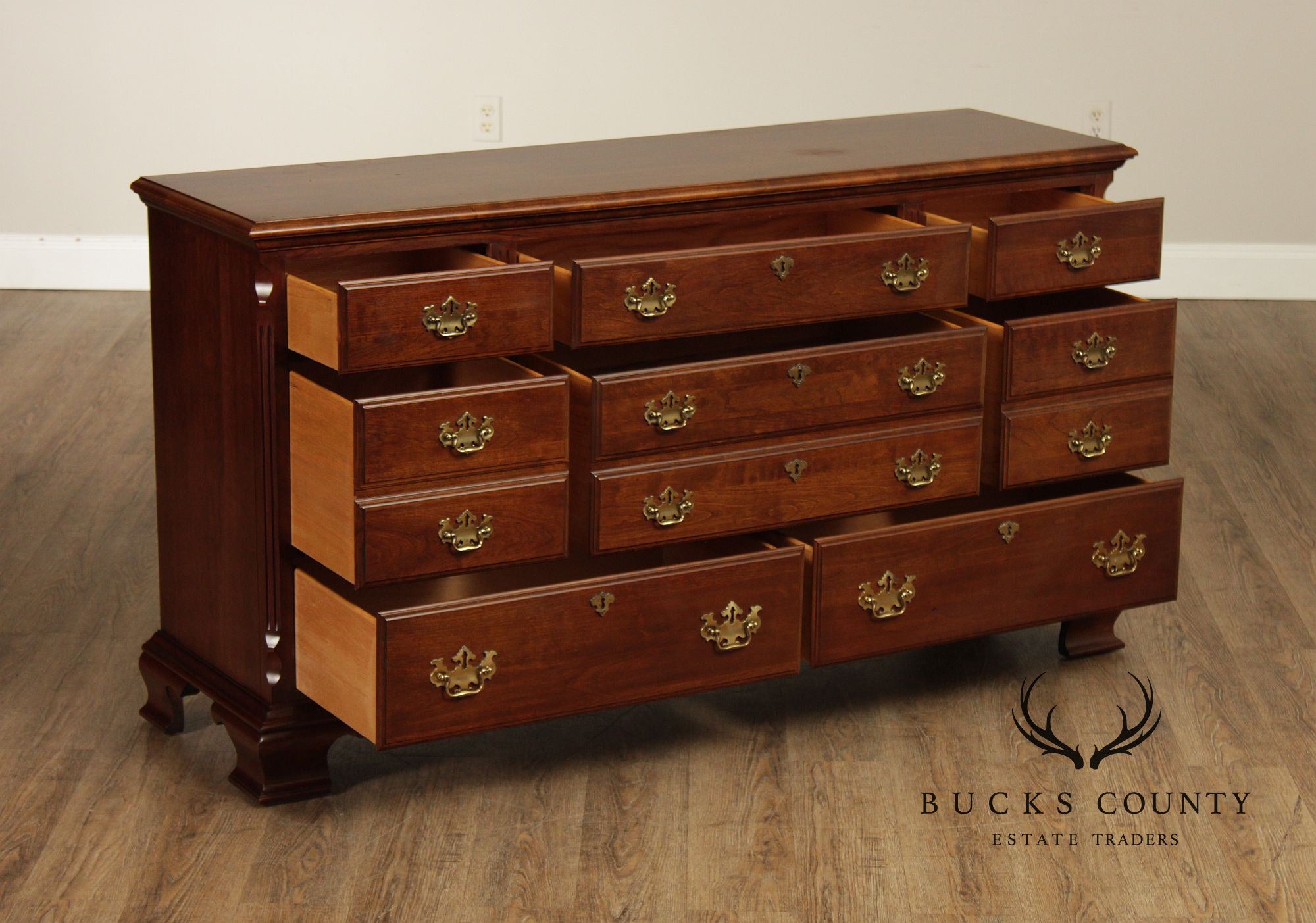Pennsylvania House Chippendale Style Cherry Triple Dresser