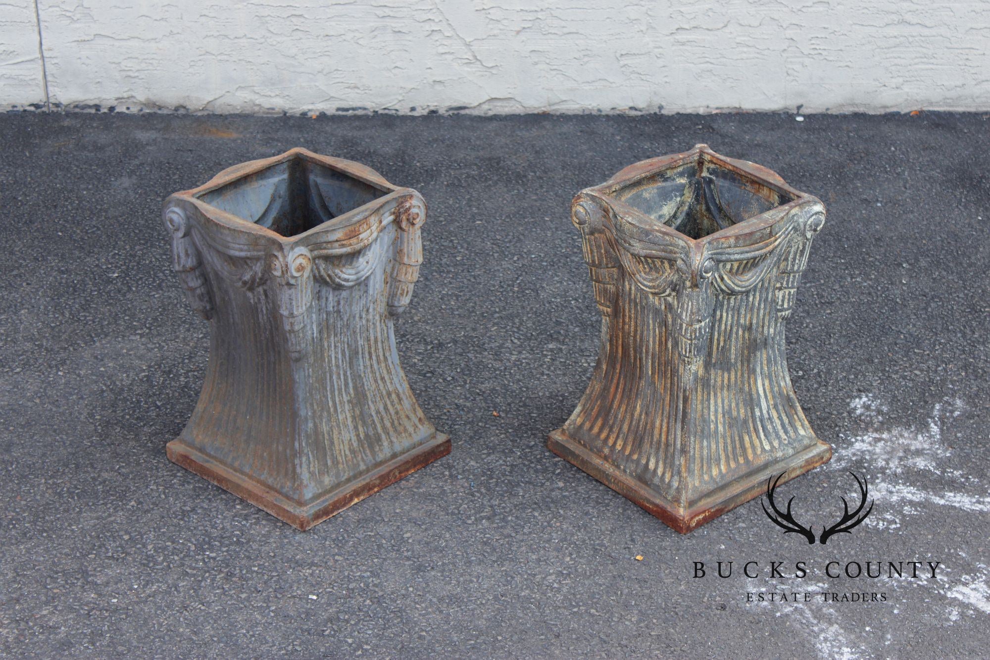 Vintage Pair of Cast Iron Garden Pedestals