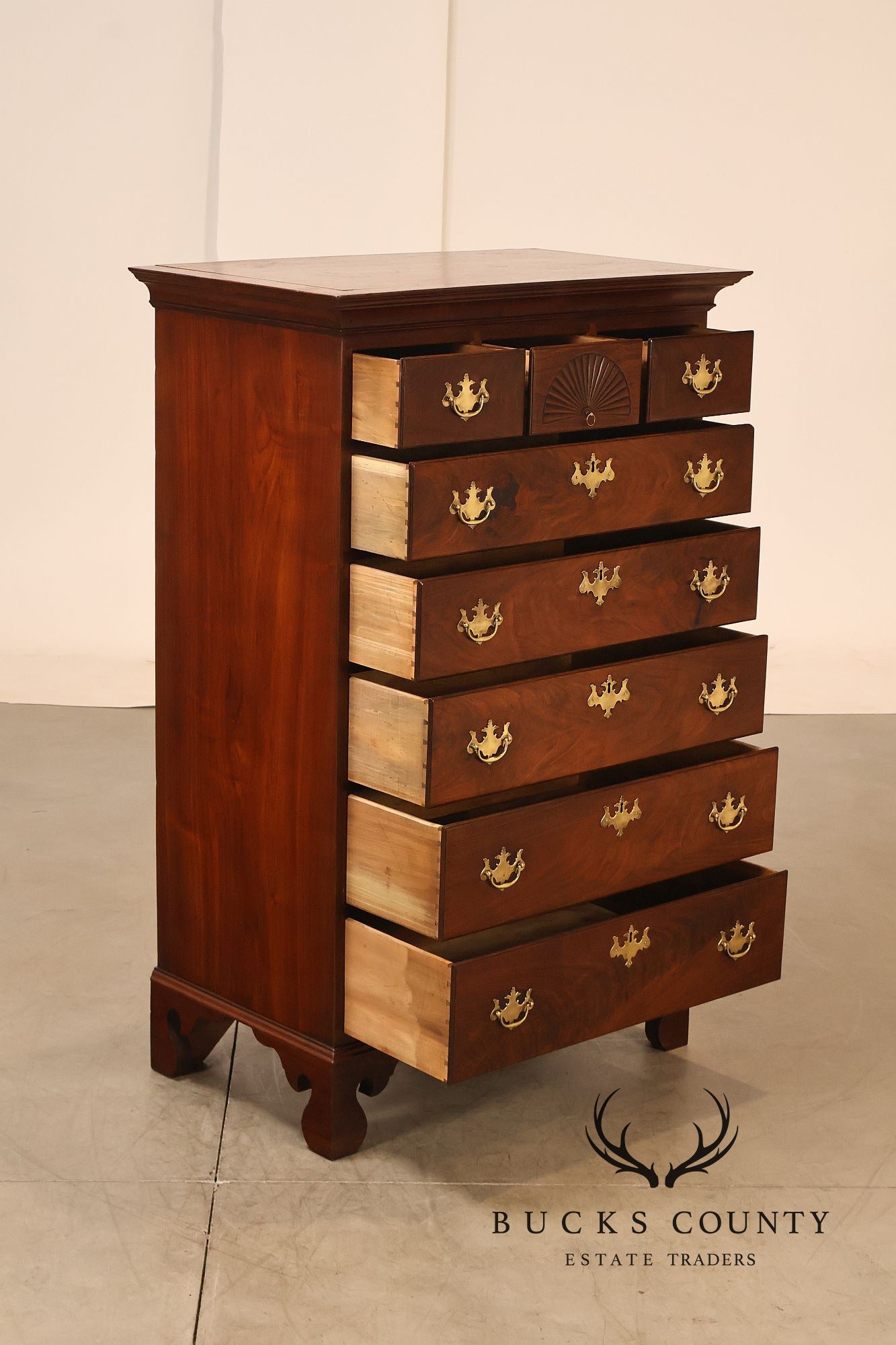 Chippendale Style Walnut Highboy Chest Of Drawers