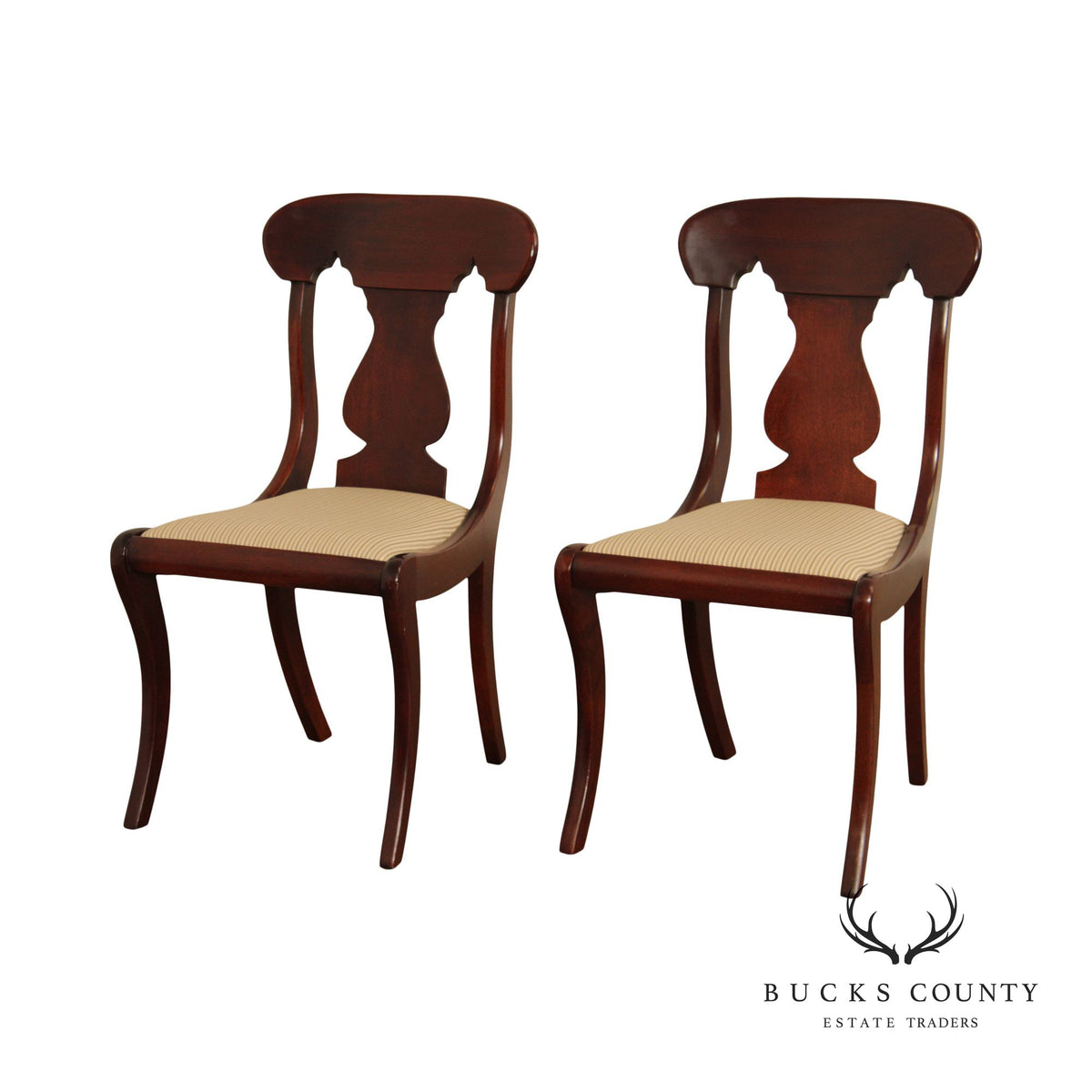 Hickory Chair Empire Style Pair of Mahogany Dining Side Chairs
