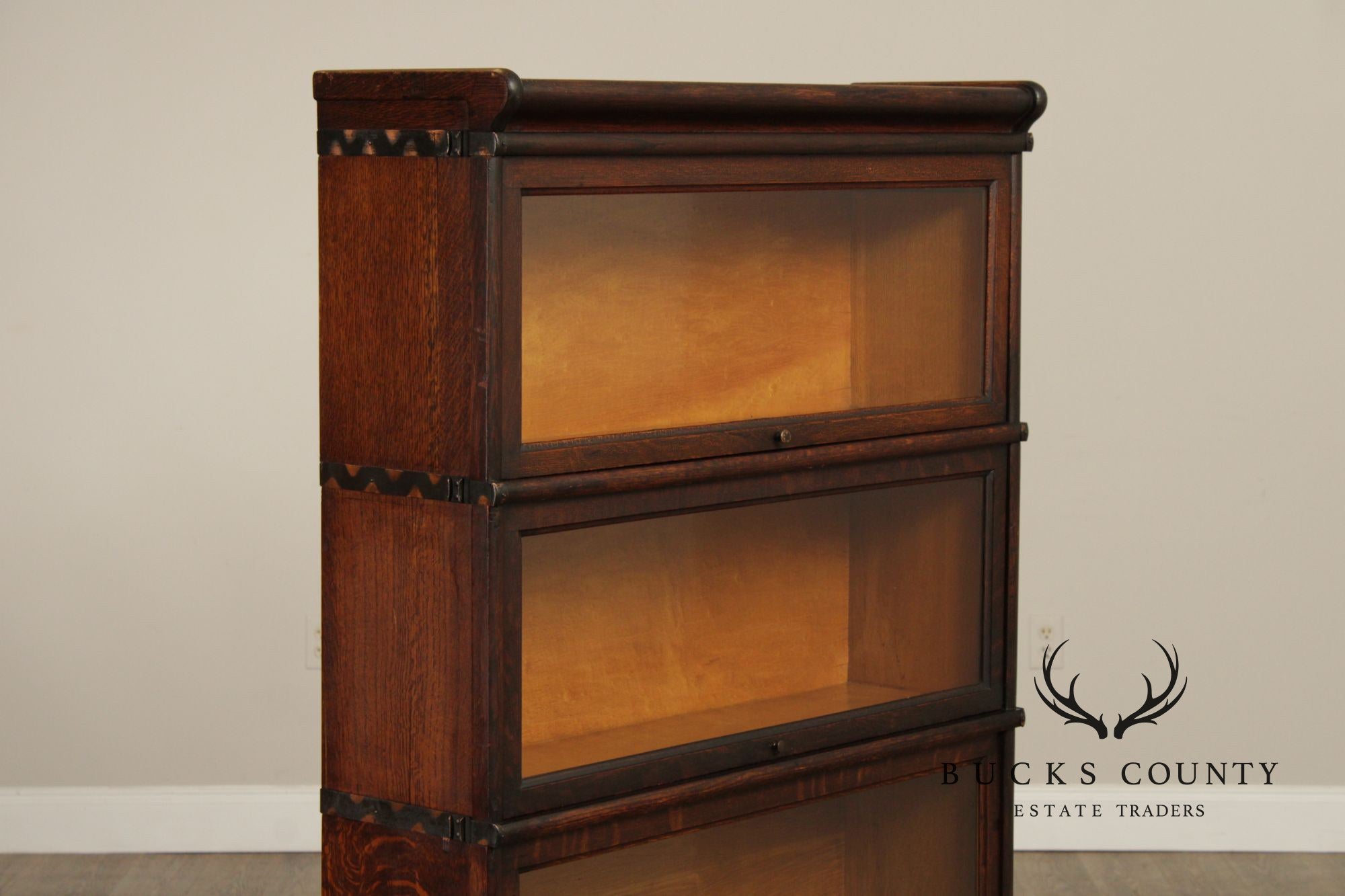 Macey Antique Oak Four-Stack Barrister Bookcase