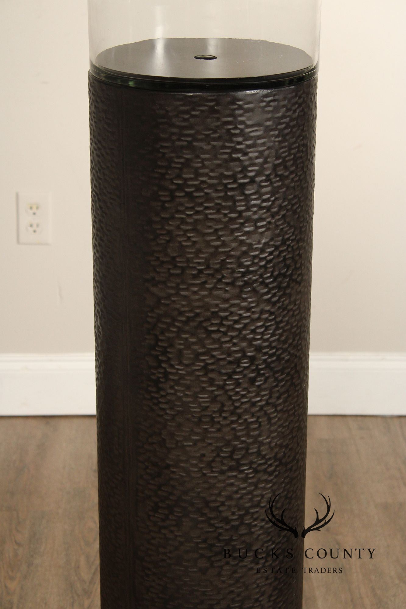 Contemporary Hammered Steel Pillar Candle Stand