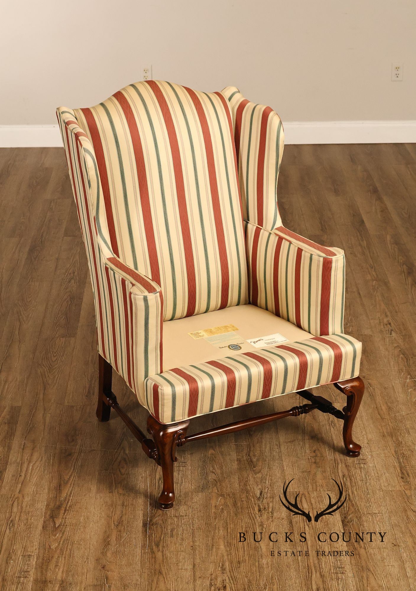 Gilliam Traditional Chippendale Style Pair Of Upholstered Wingback Armchairs