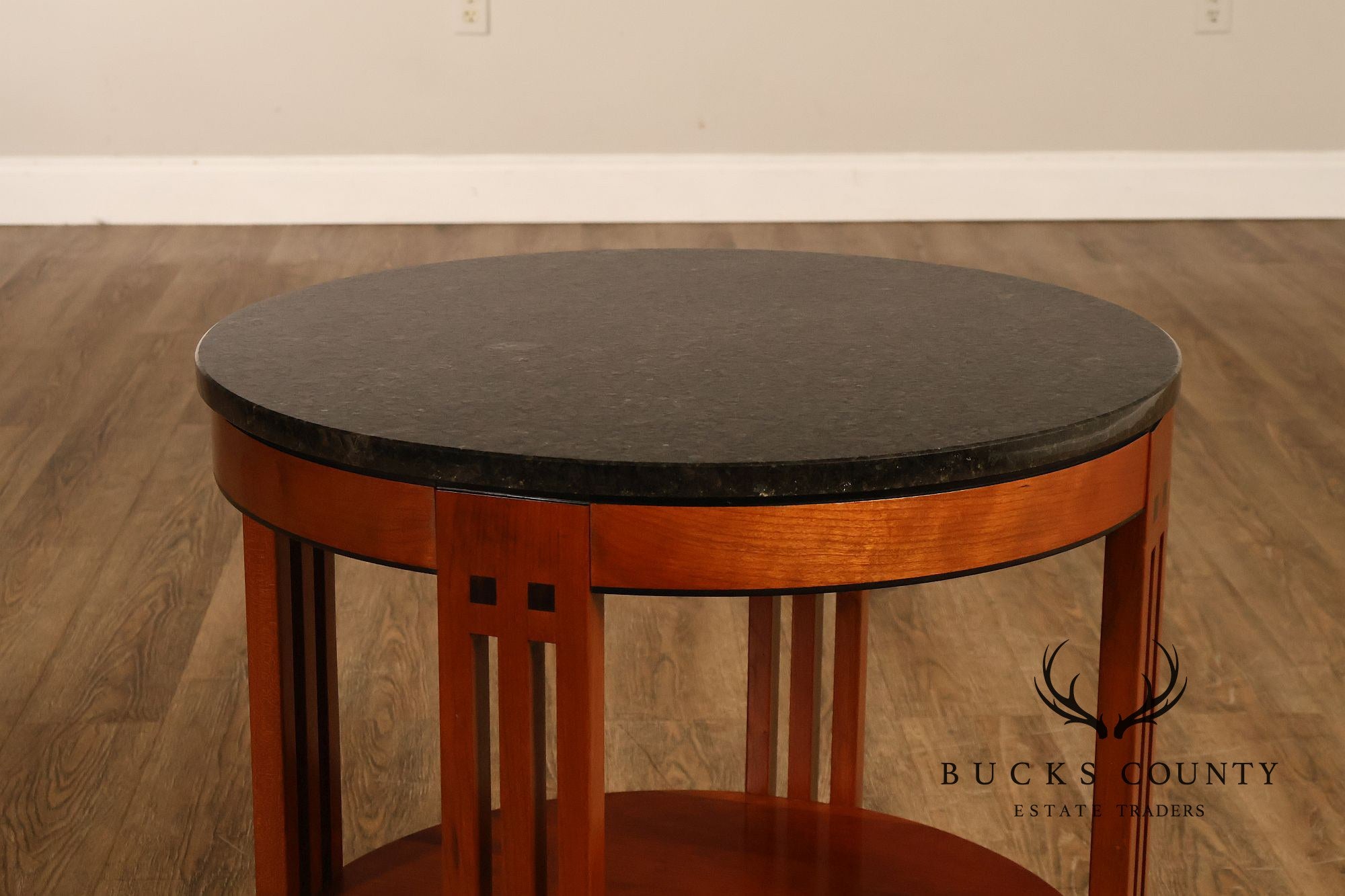 Stickley 21st Century Collection Round Cherry Granite Top Lamp Table