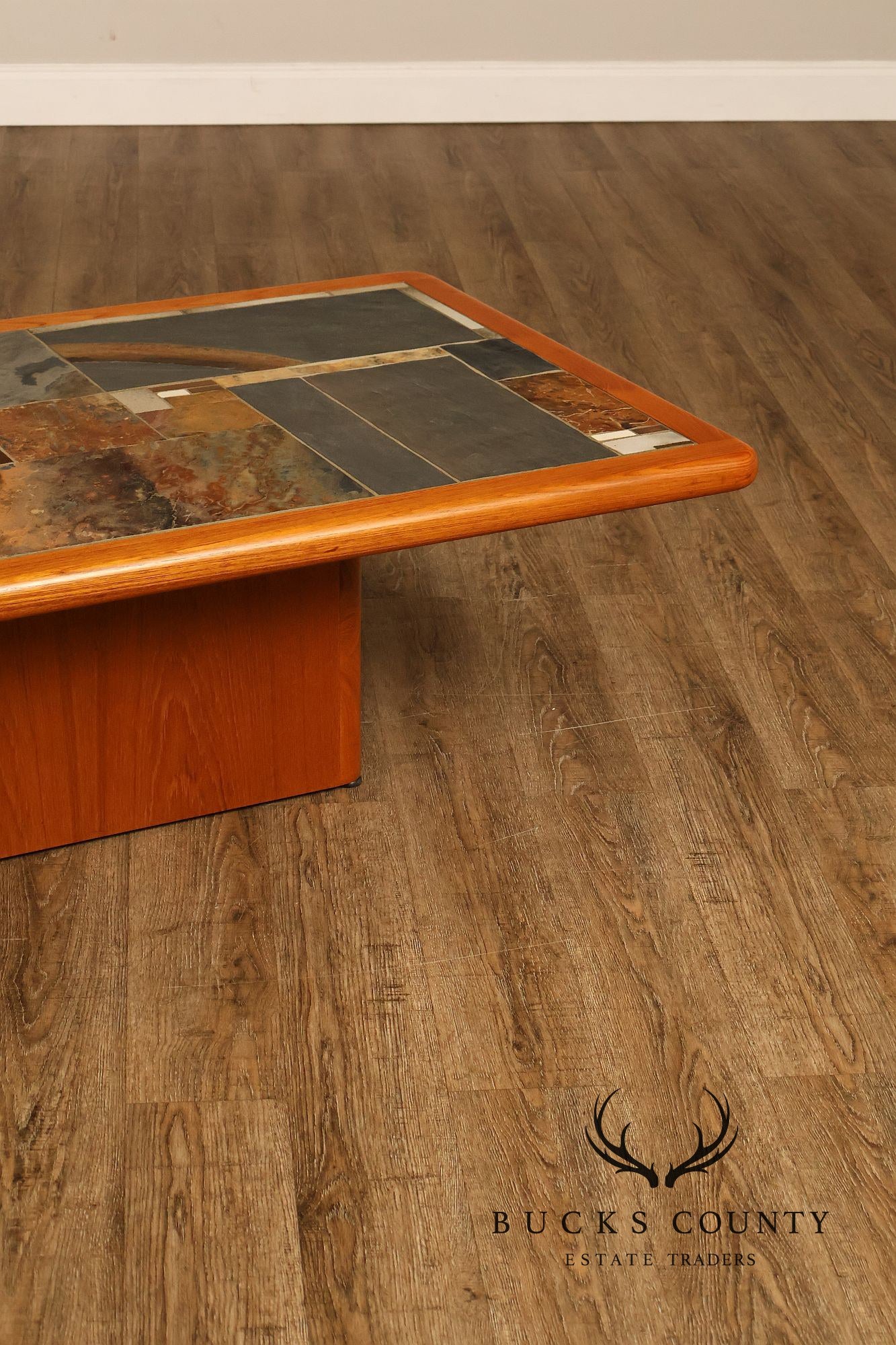 Sallingboe Jelling Danish Modern Teak And Slate Top Coffee Table