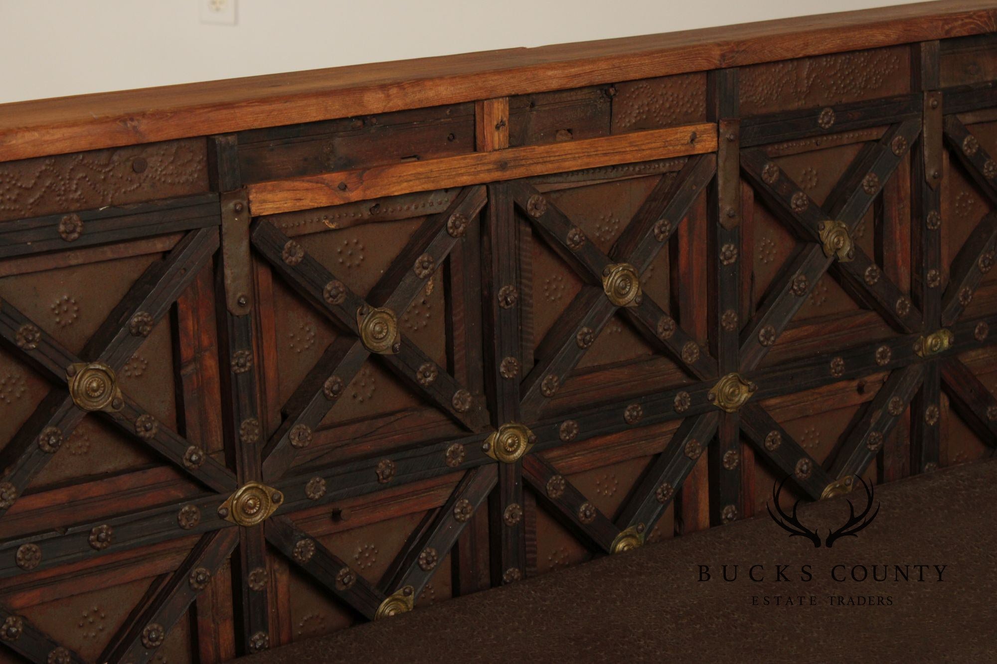 Antique Indian Teak Dowry Chest Settee