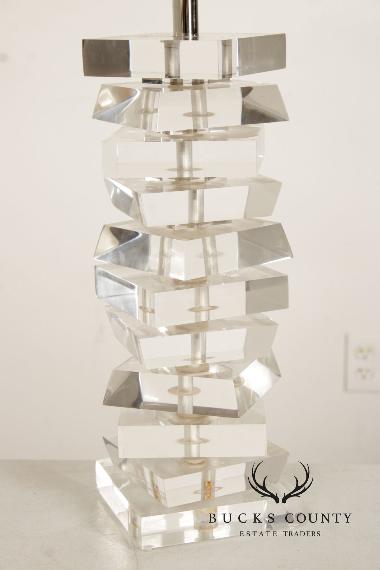 George Bullio 1970's Modern Stacked Lucite Table Lamp