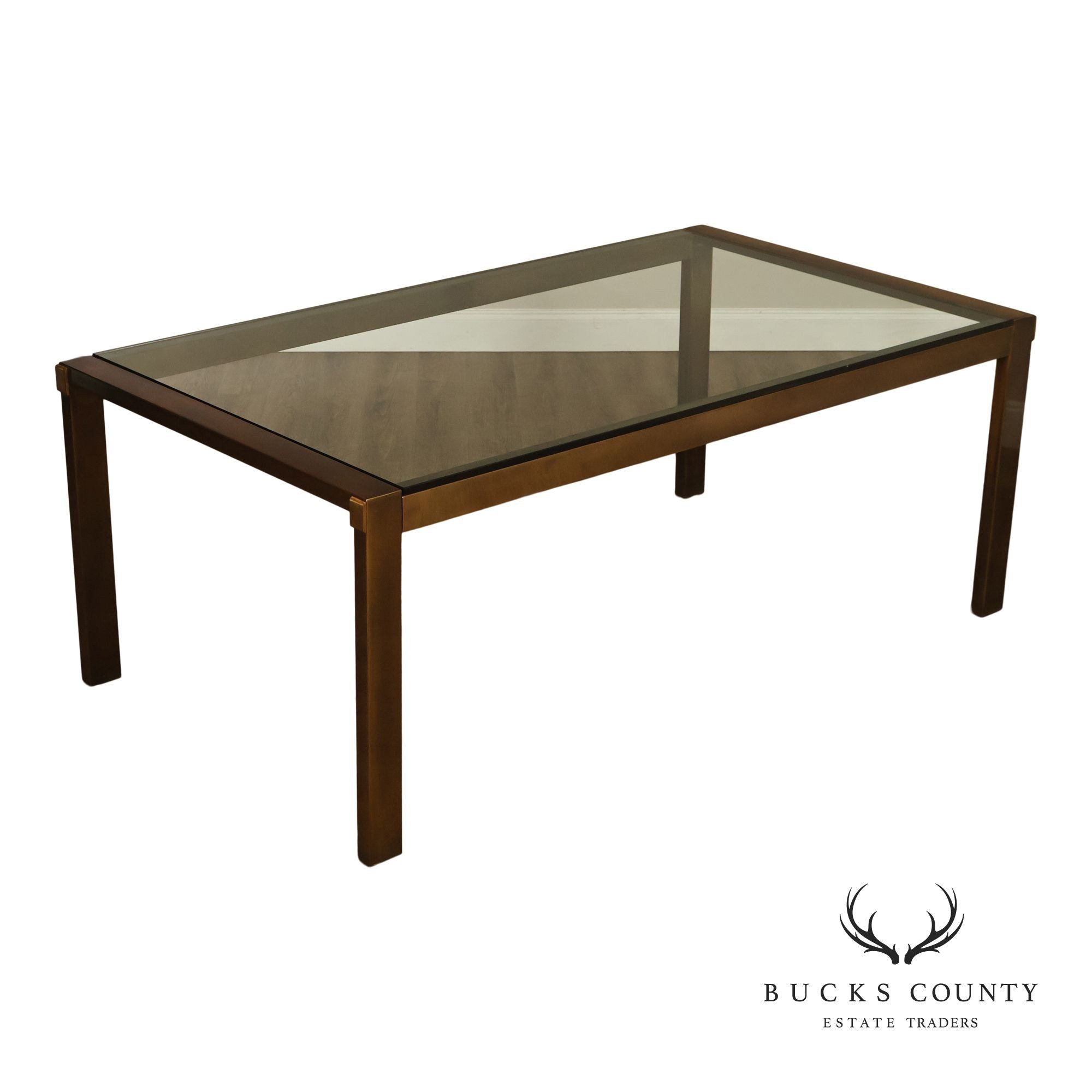 John Stuart Bronze Finish Glass Top Extendable Dining Table