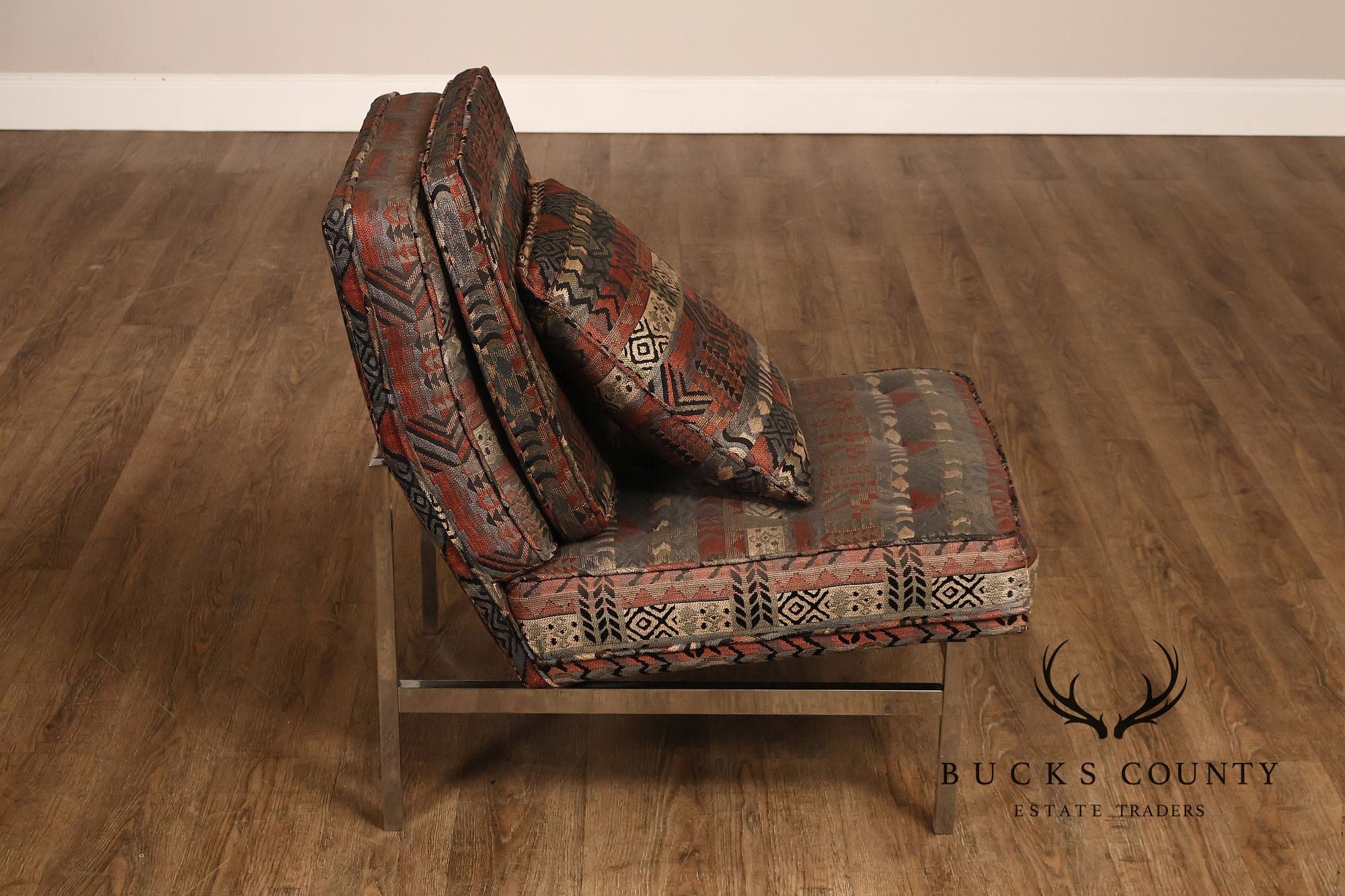 Florence Knoll Mid Century Modern Pair of Chrome Lounge Chairs