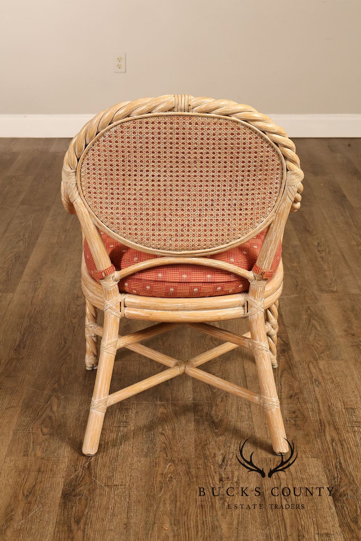 McGuire Set of Four Twisted Rattan Armchairs