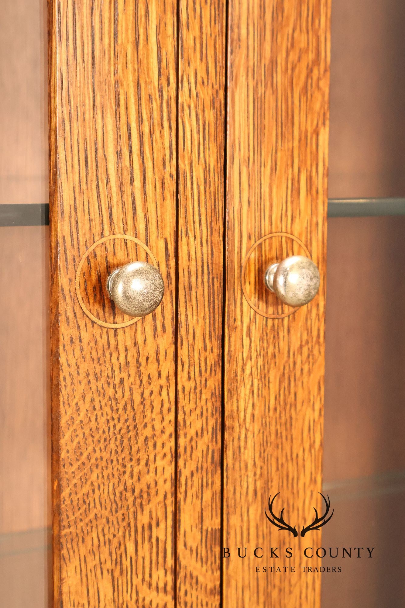 Stickley Mission Collection Oak Harvey Ellis Inlaid China Cabinet