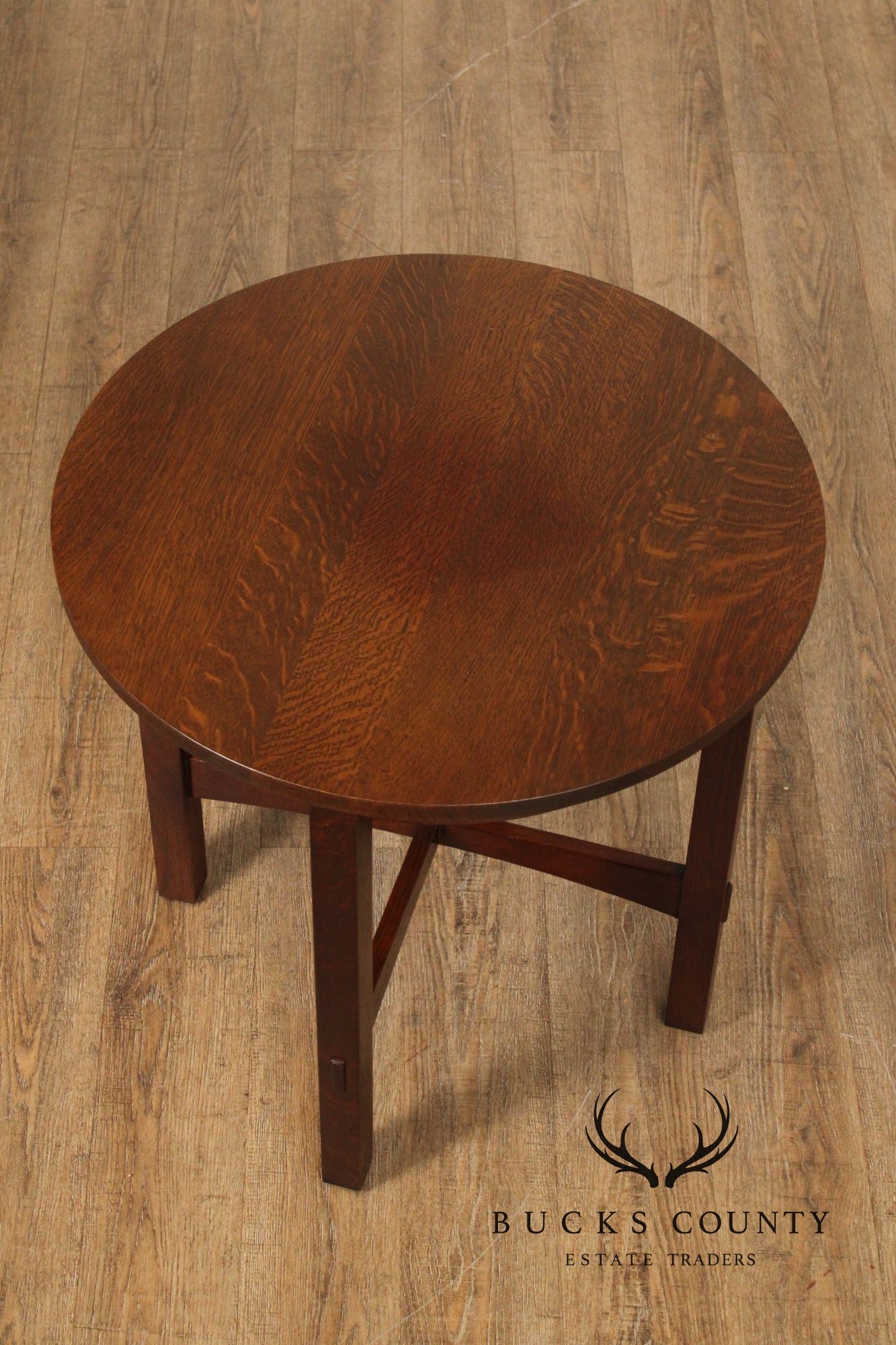 Stickley Mission Collection Oak Round Lamp Table