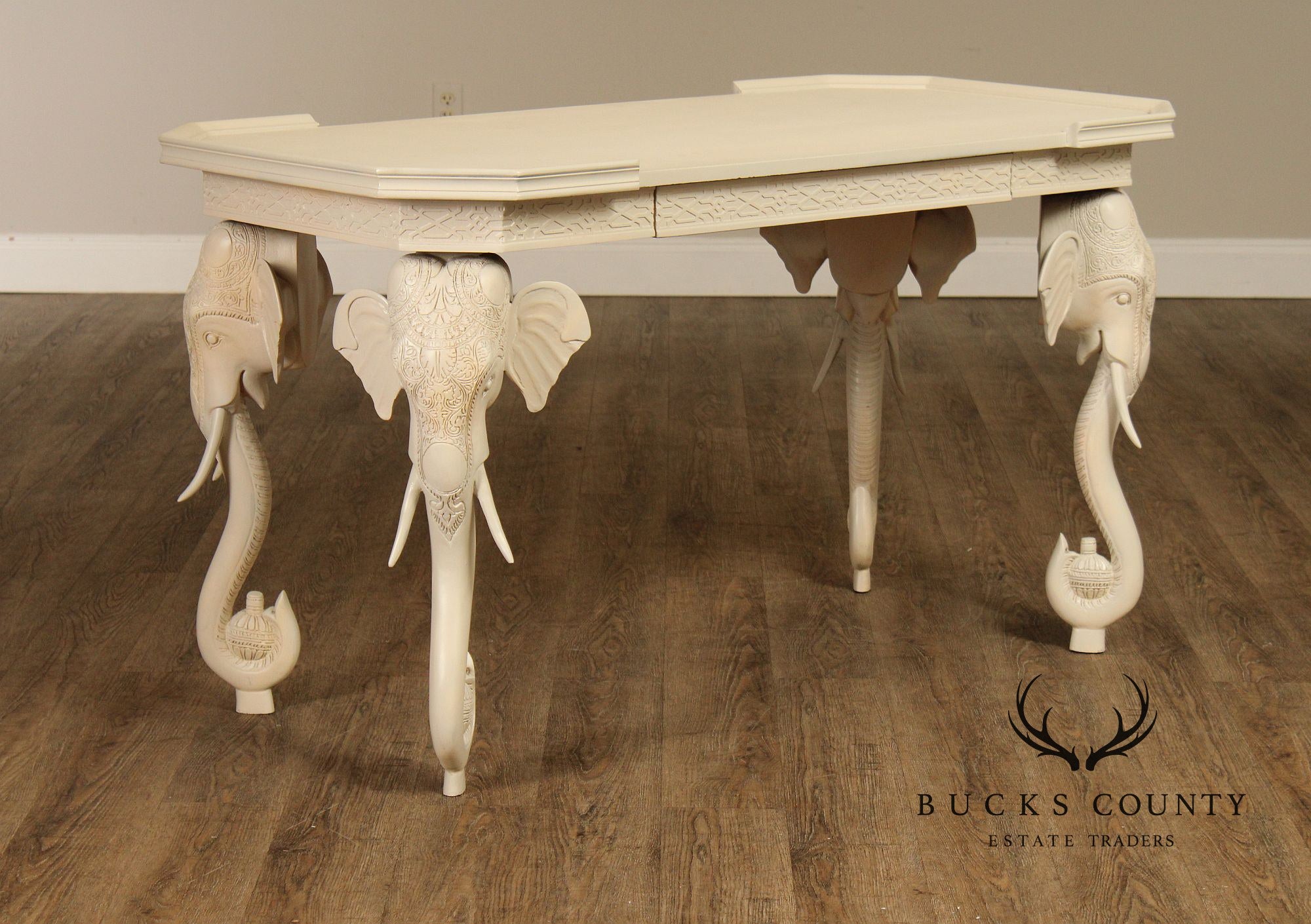 Hollywood Regency Painted Elephant Head Writing Desk