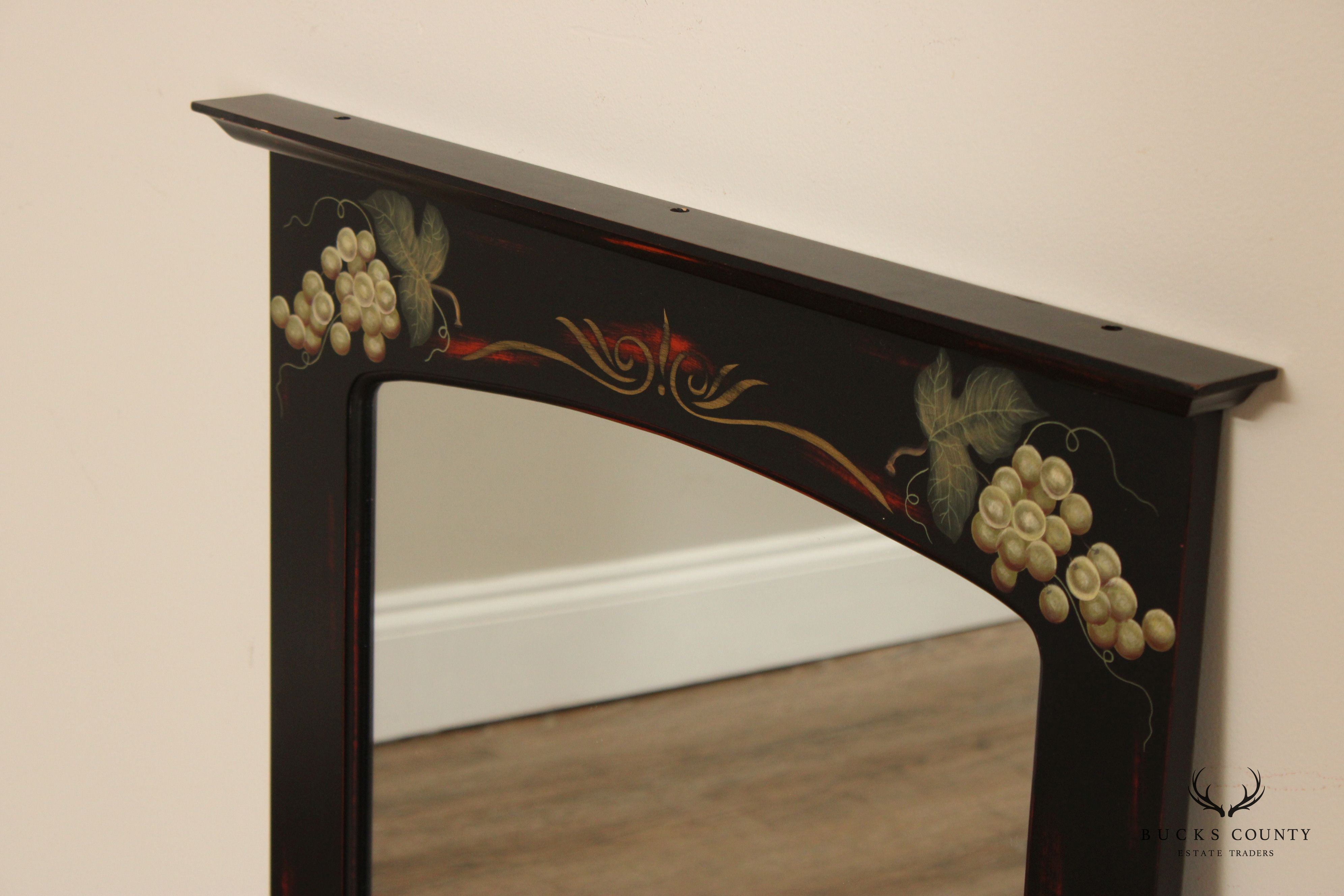 Painted Black Fruit Motif Wall Mirror